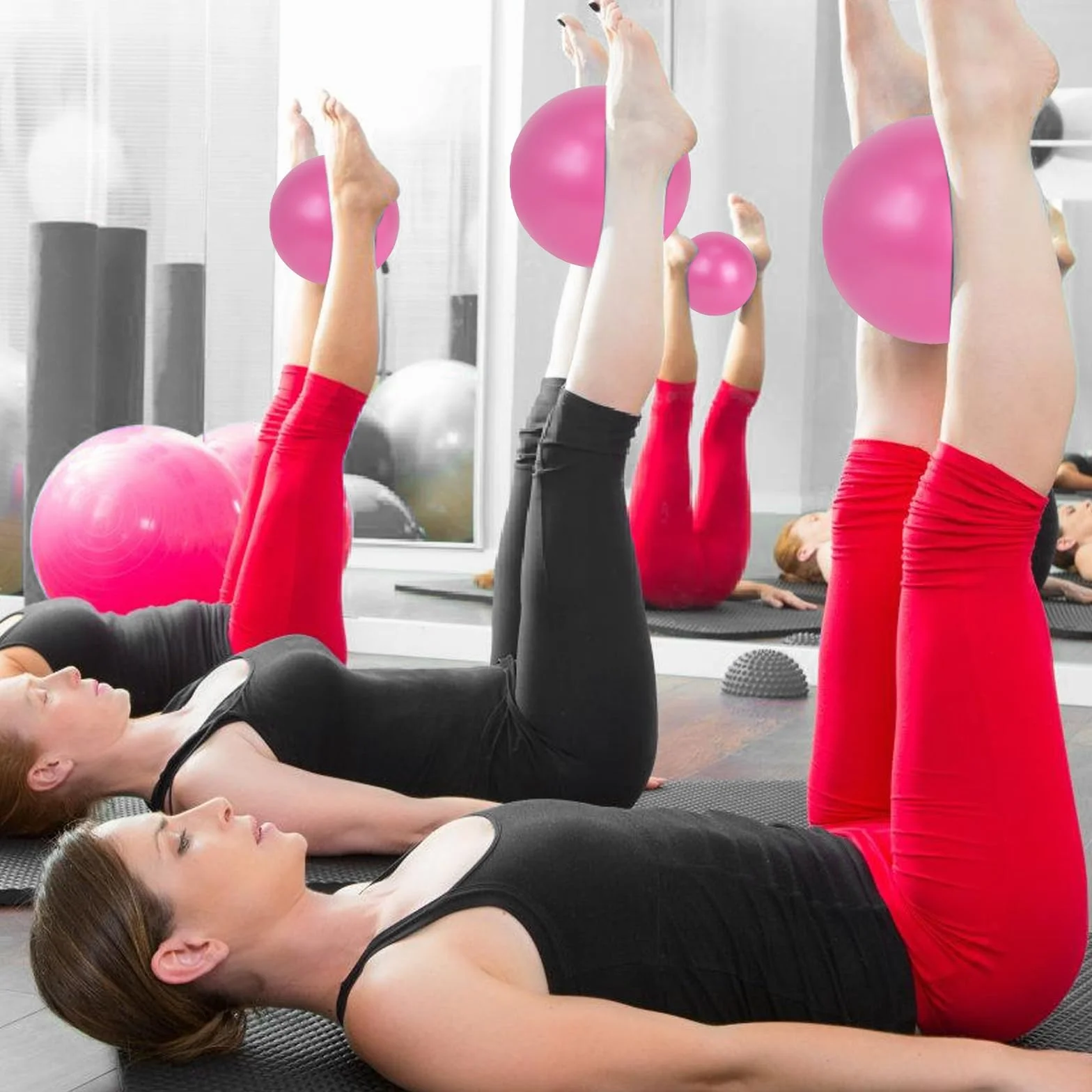 Leikurvo Kit de Pilates Essential de 13 pièces pour femme avec balle de Pilates, bandes de résistance, chaussettes, anneau de Pilates et accessoires pour étirement et fitness (rose)