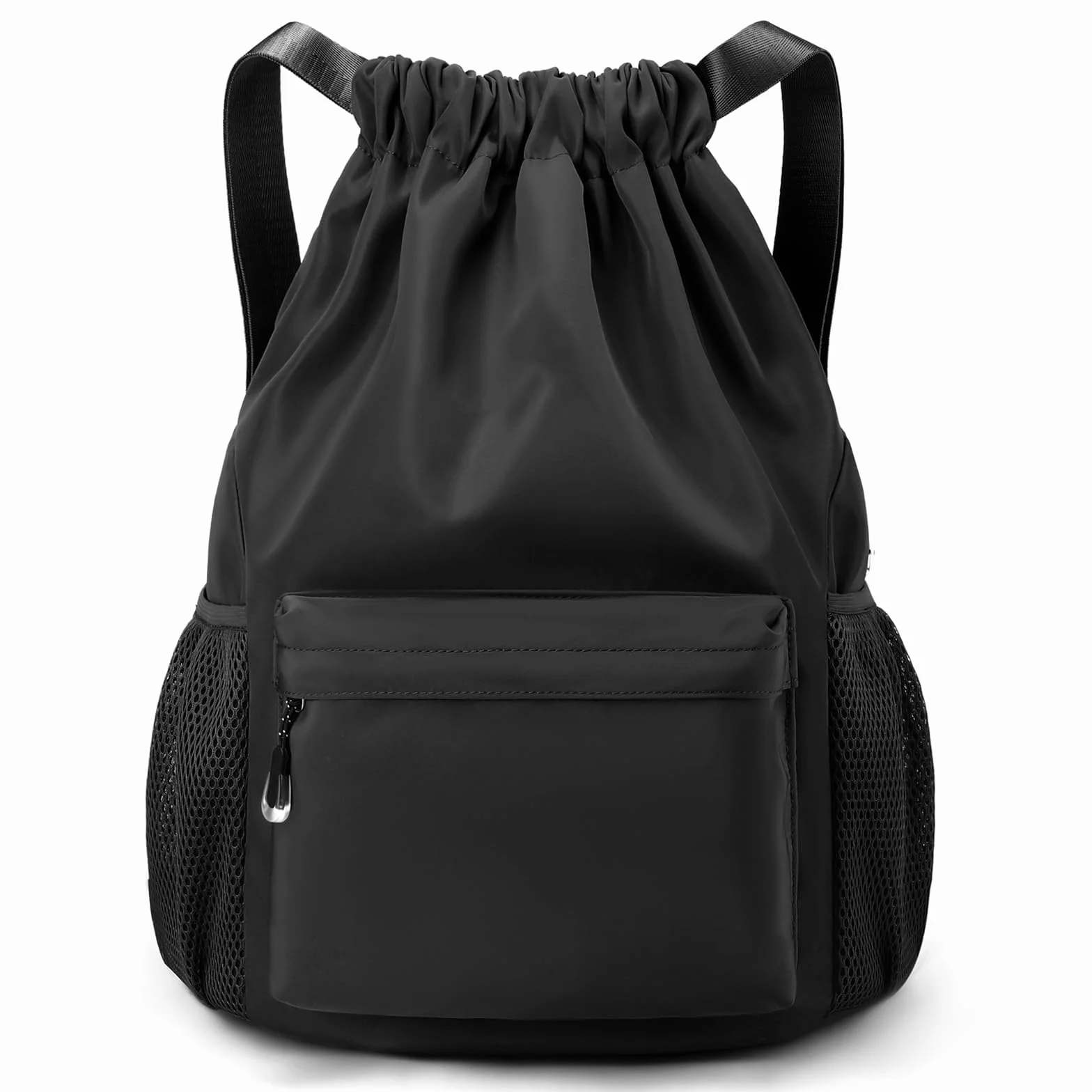Sac à Dos à Cordon, Sac à Cordon Lmperméable Large Bandoulière de Gym Avec Poche Lntérieure Et Poche De Sécurité avec Poche Avant Et Arrière Zippée, pour Unisexe le Fitness, Les Voyages (noir)