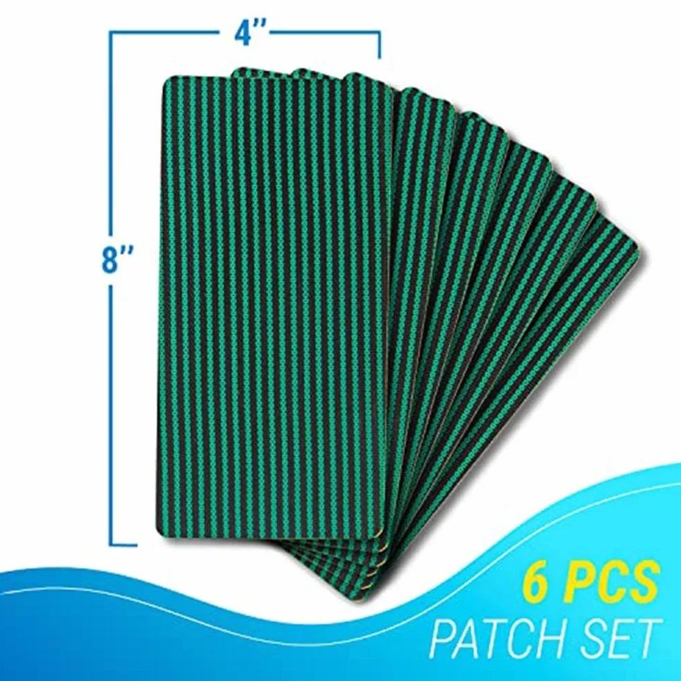 Lot de 6 rustines de réparation imperméables autocollantes pour bâche de piscine 20 x 10 cm Vert