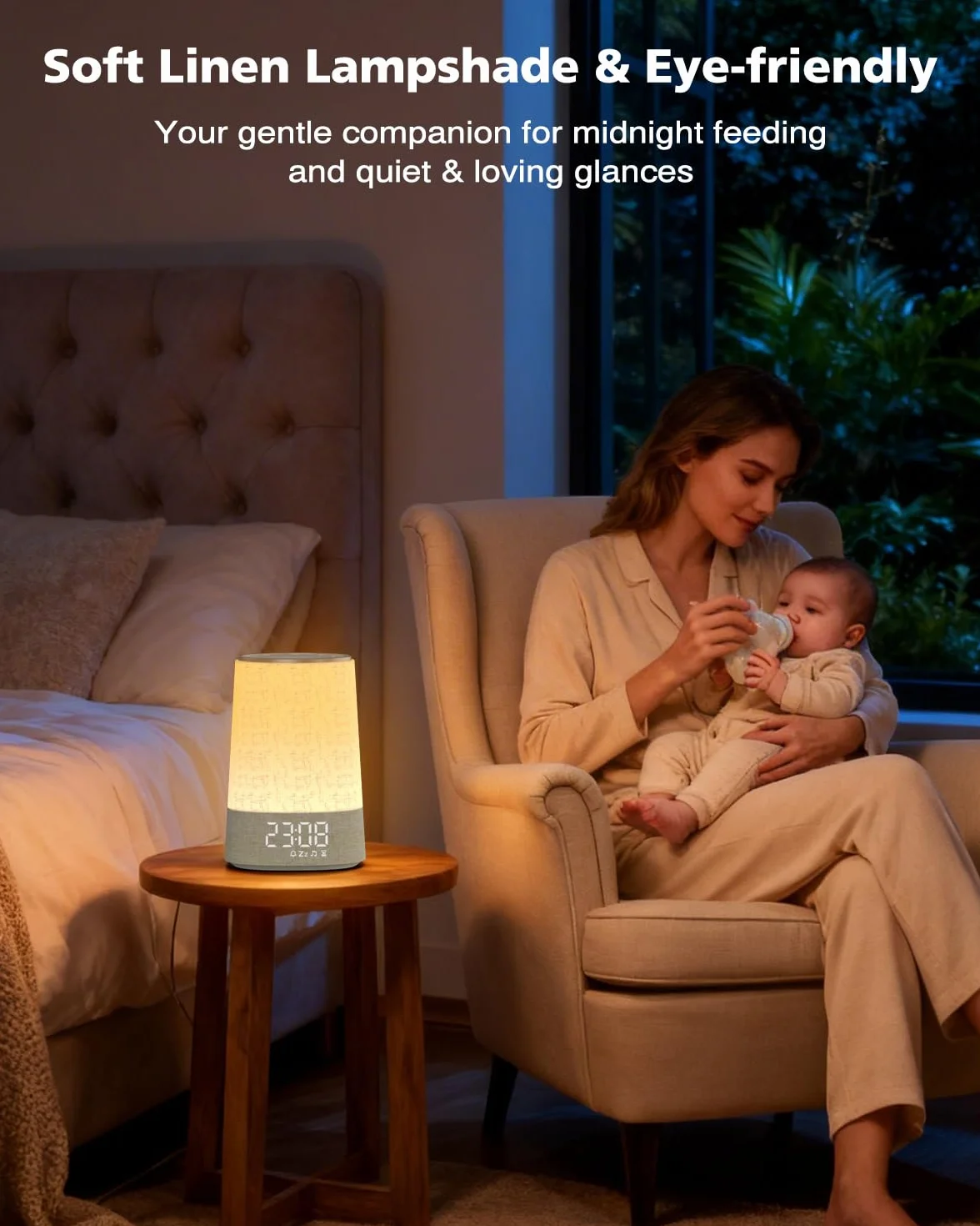 Réveil Lumineux Simulateur d'Aube, Lampe de Réveil LED 7 Sonneries 30 Sons Naturels, Snooze, Minuteur, 10 Niveaux Luminosité