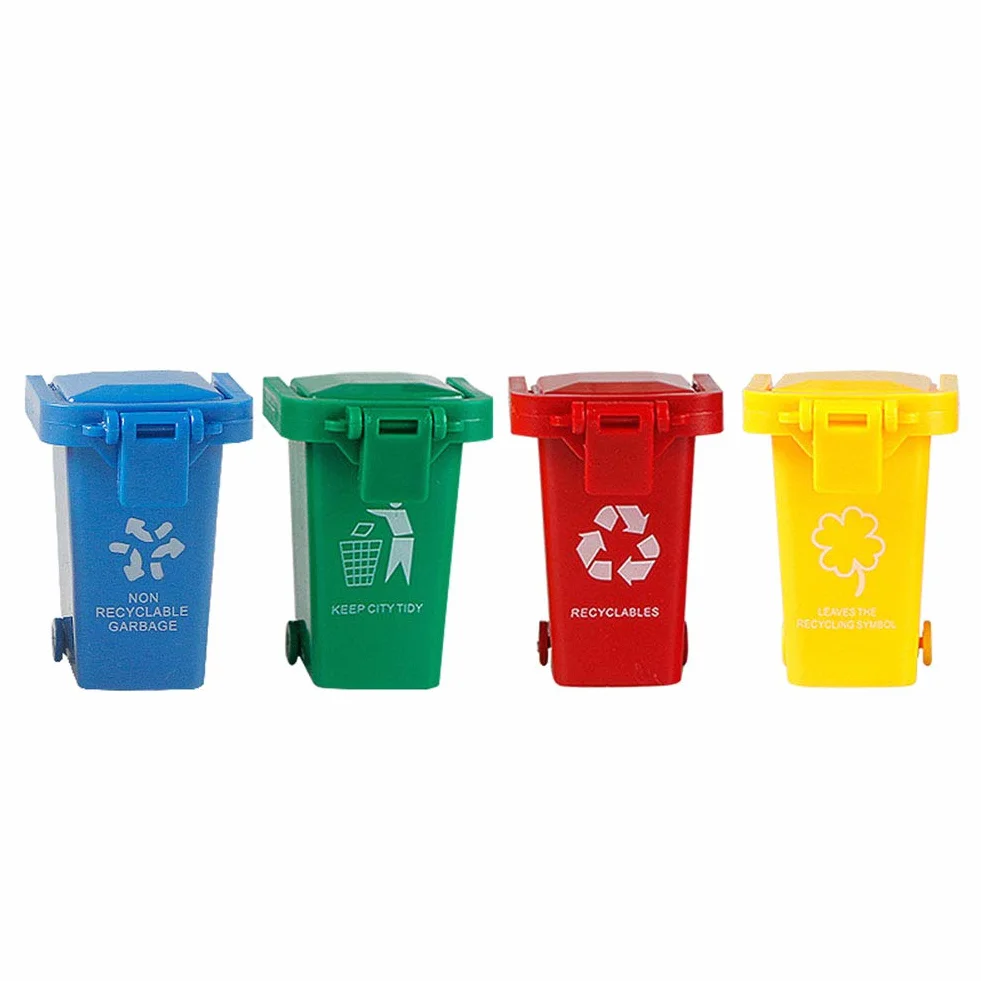 Lot de 4 Mini Poubelles Multicolores pour Enfants