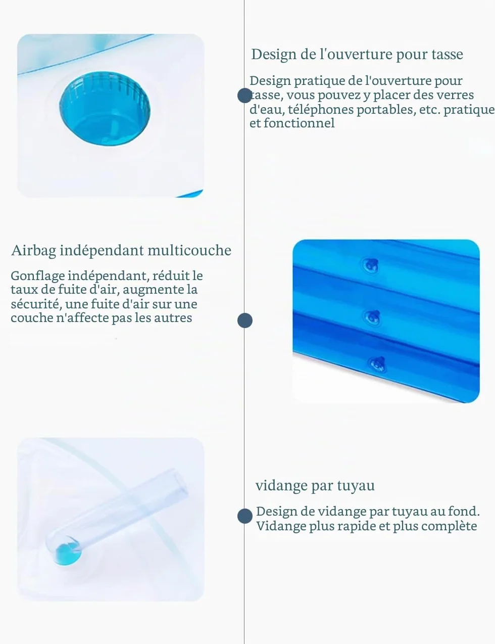 Baignoire Gonflable Adulte Portable avec Dossier Pliable
