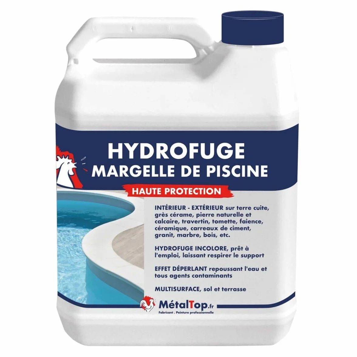 Métaltop Hydrofuge Margelle De Piscine 5 L Haute Protection Invisible Pierre Béton Terre Cuite