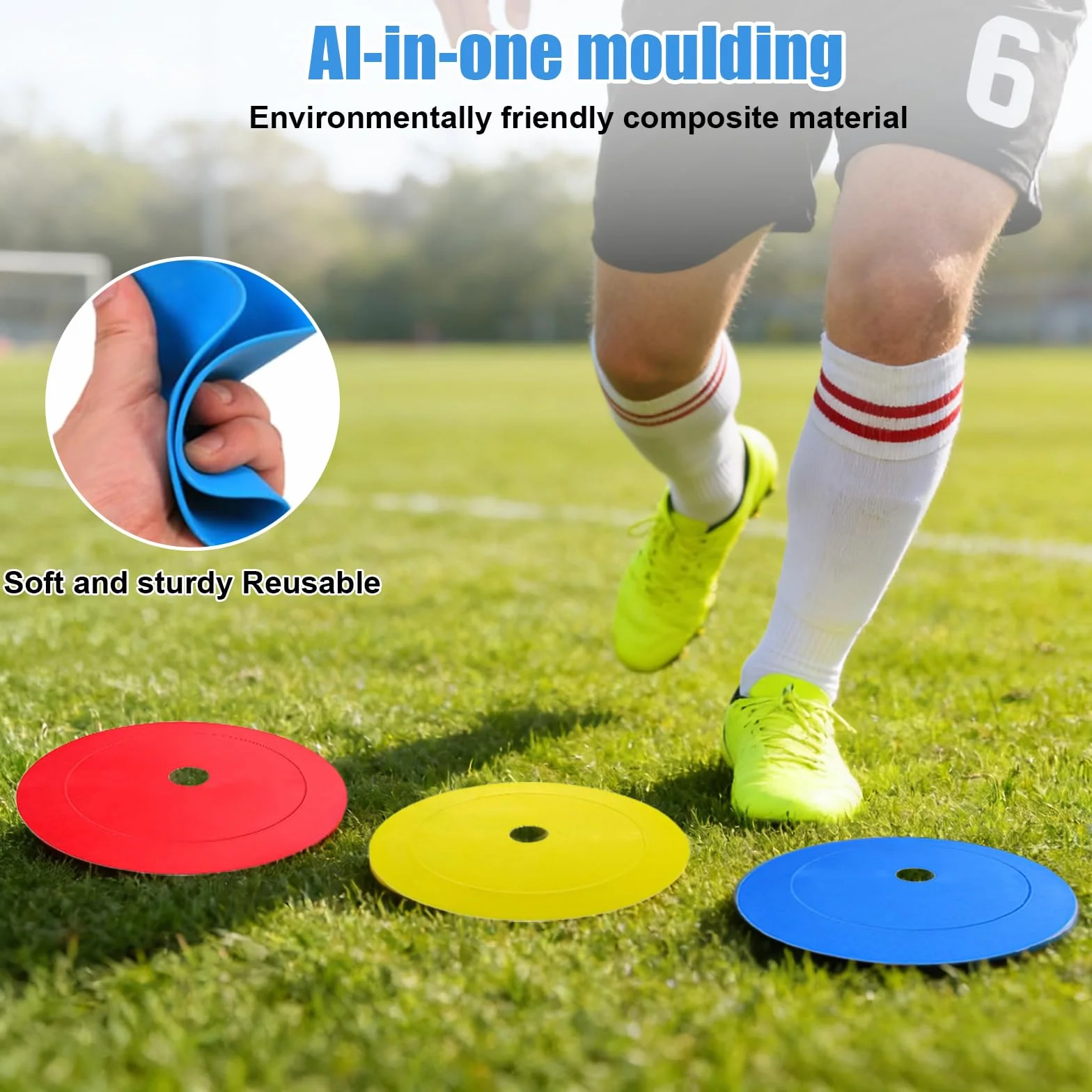 Lot de 24 disques de marquage 15 cm - Marqueurs de sol antidérapants - Football, basketball, handball