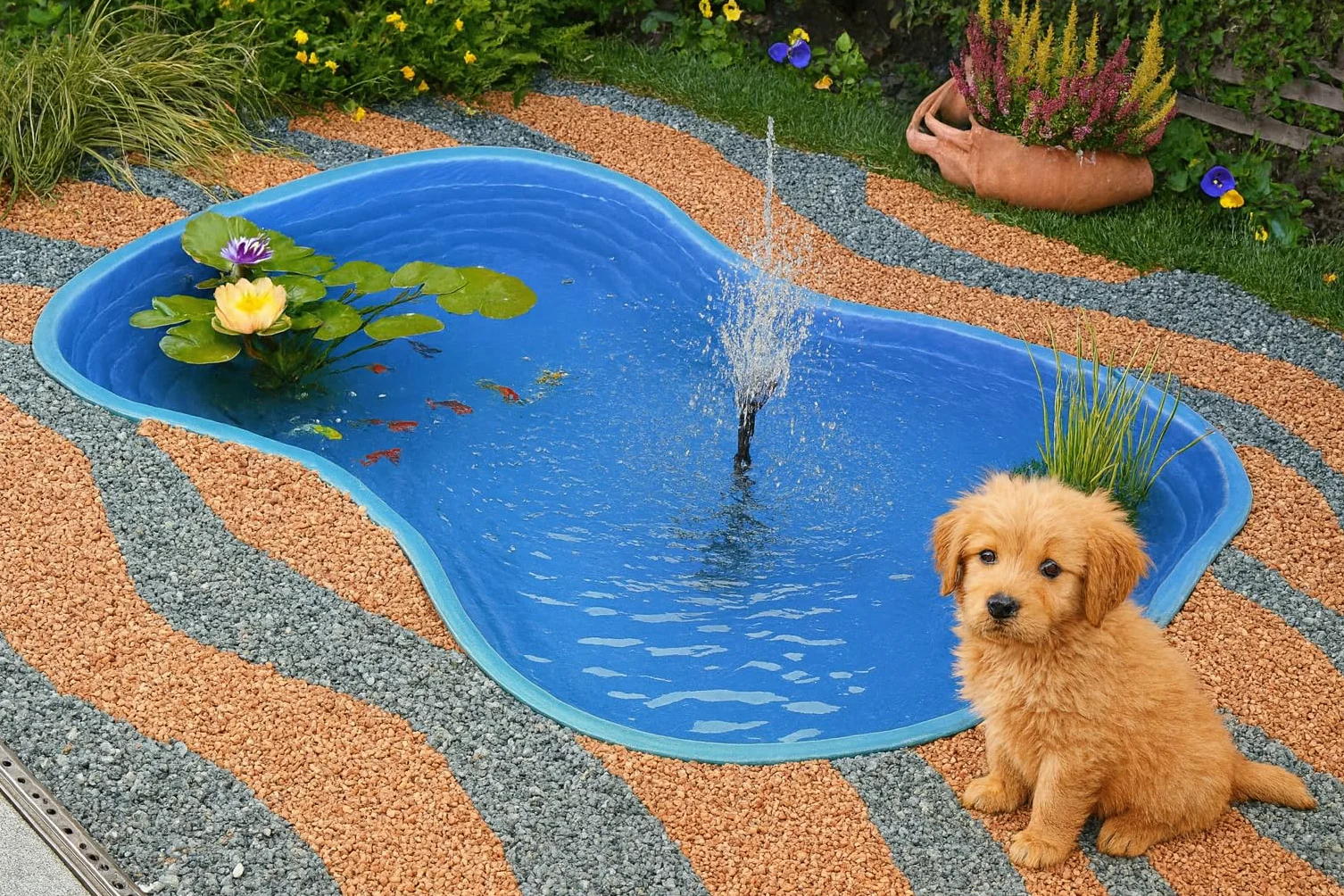 Giardini d'Acqua Art 514A Bassin de jardin préformé Bolsena 600 l 178 x 130 x 45 bleu clair étang artificiel