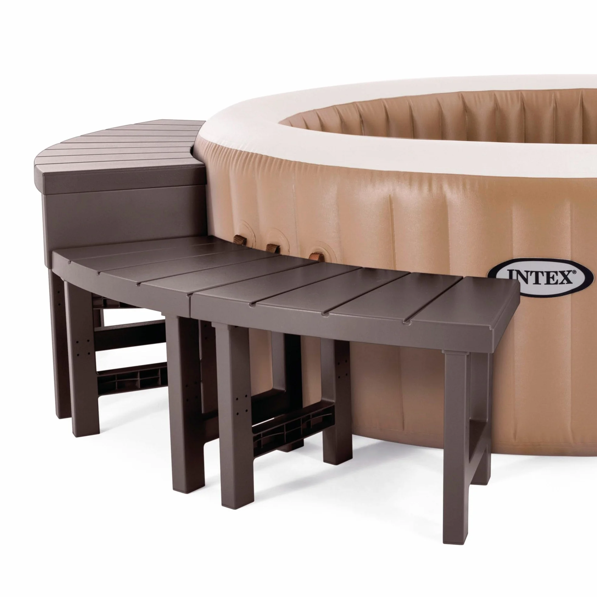 Intex Pack 4 Pieces 2 Medium Plus 2 Hautes Entourage Spa 4 Places Rond, Gris Anthracite