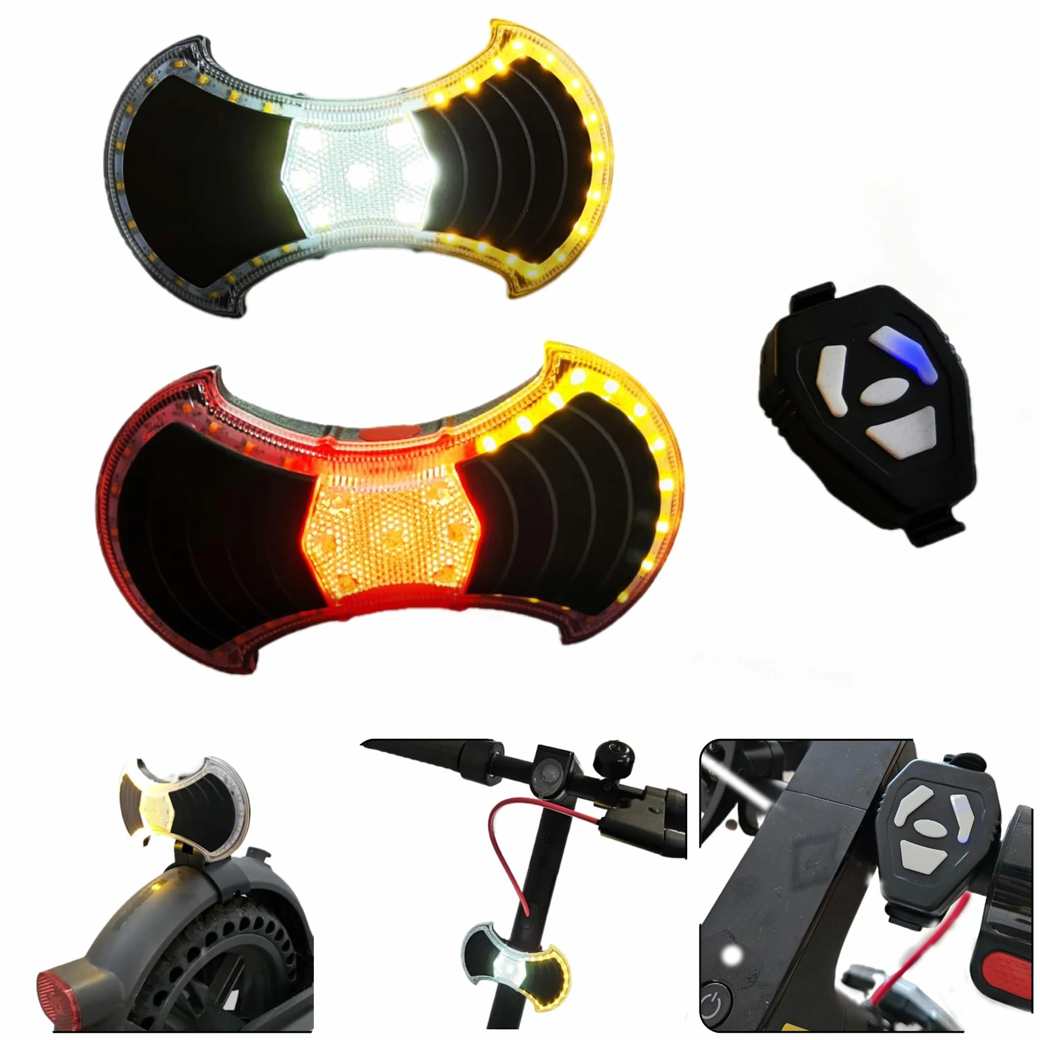lumière Avant et arrière avec Clignotants pour vélo et Trottinette - Accessoires et Fixation Universelle arrière pour Trottinette Compris, télécommande sans Fil, Lampe LED Rechargeable par USB