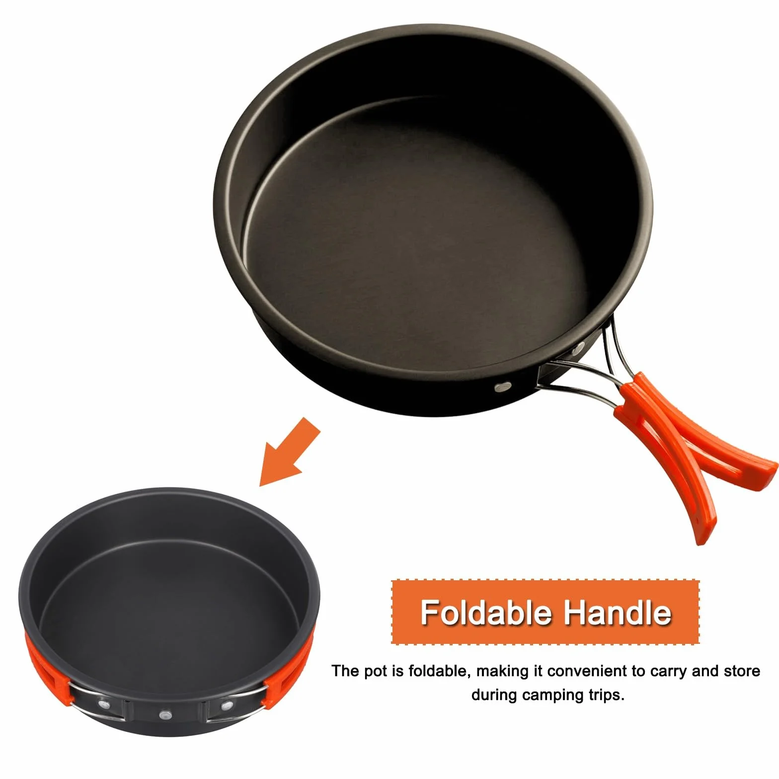Poêle à frire de camping légère et antiadhésive avec poignée pliable pour camping en plein air, pique-nique, randonnée(grand)