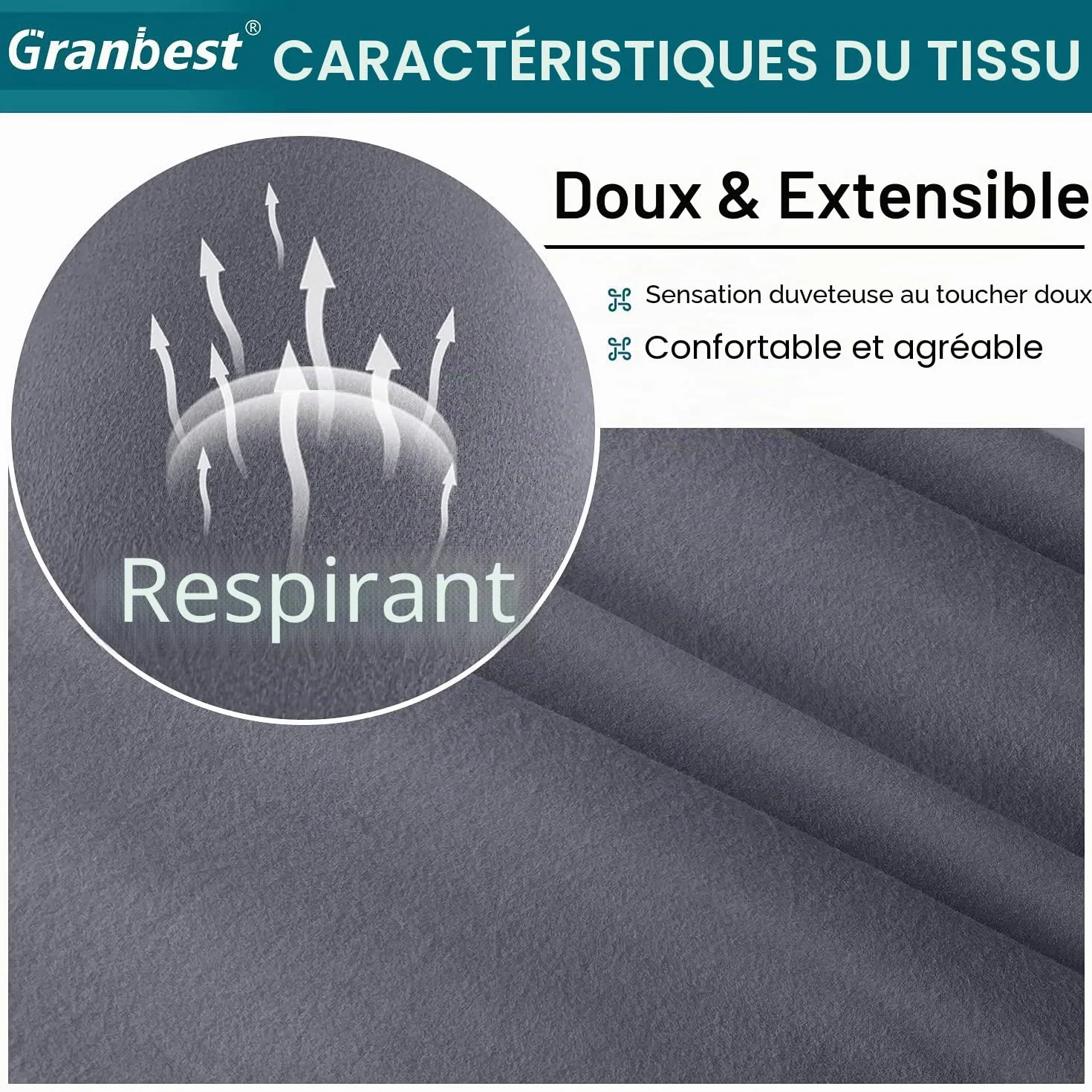 Granbest Housse de Canapé Extensible 3 Places Super Douce Élasthanne Protection Meubles Fond Élastique Gris