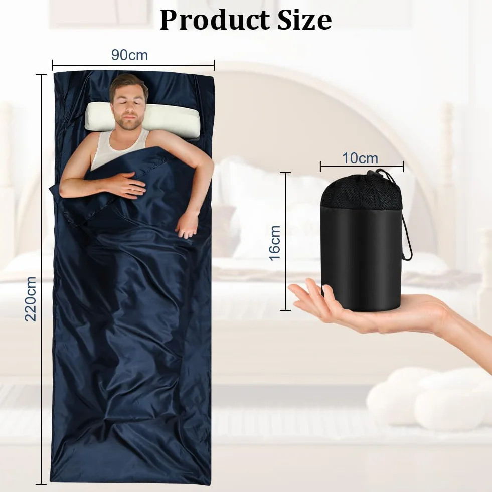 Aolso Drap de Sac de Couchage, 220x90cm Sac de Couchage de Voyage Ultra Léger, Microfibre Sleeping Bag Sheet, Backpacker's Journey Drap, pour Voyage Camping Randonnée Auberges Hôtel Train