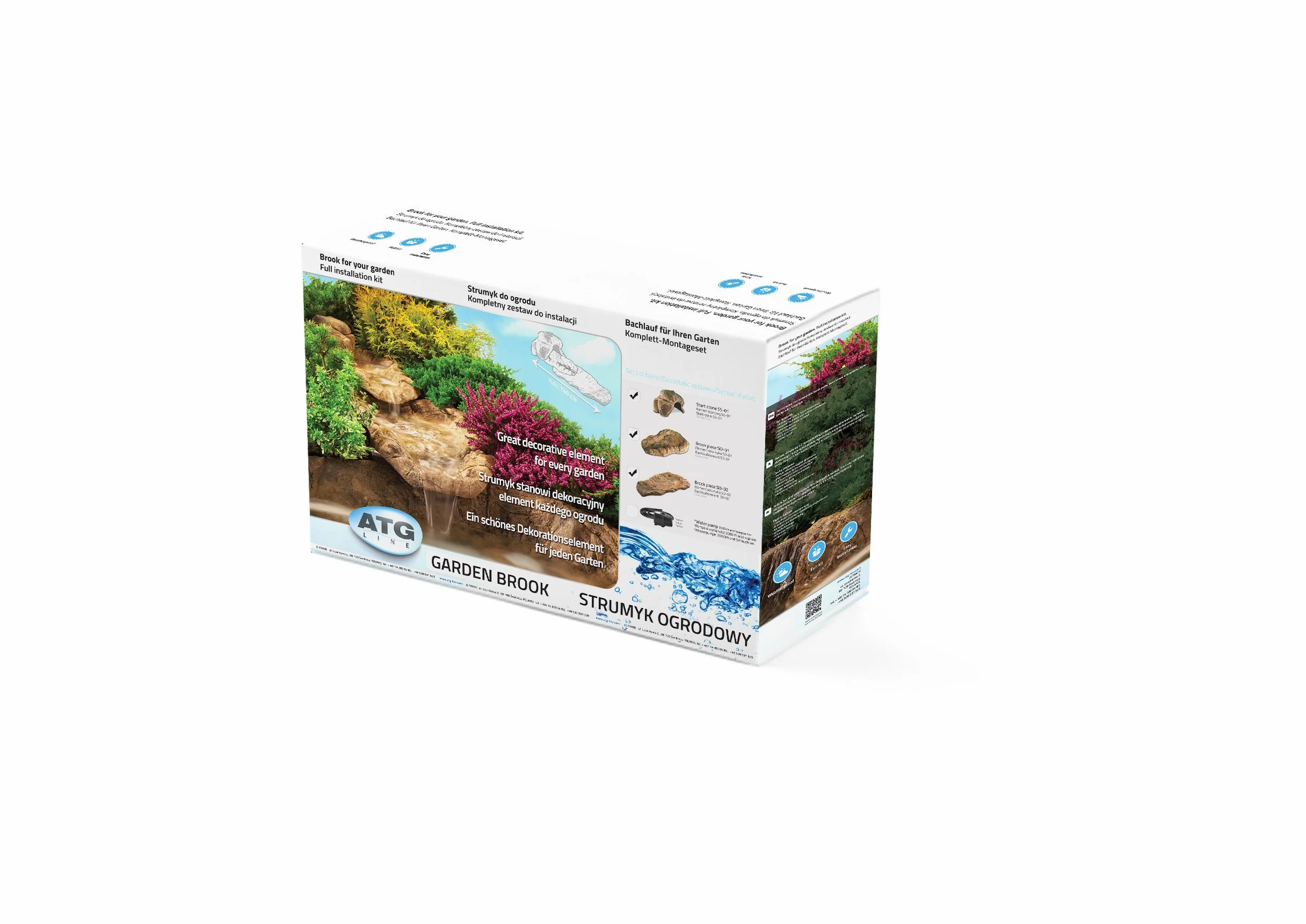 Cascade pour ruisseau de jardin 135 x 50 cm taille S