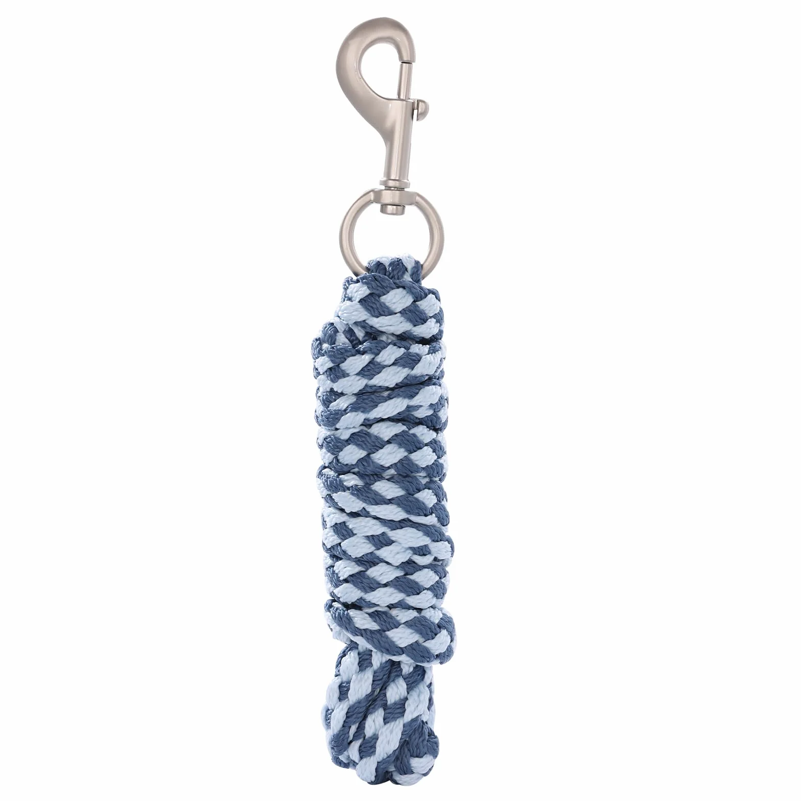 Longe pour cheval - Longe de fixation dans différents designs élégants - Laisse de fixation pour poney, âne, chèvre - Longue corde avec mousqueton (bleu clair et gris)