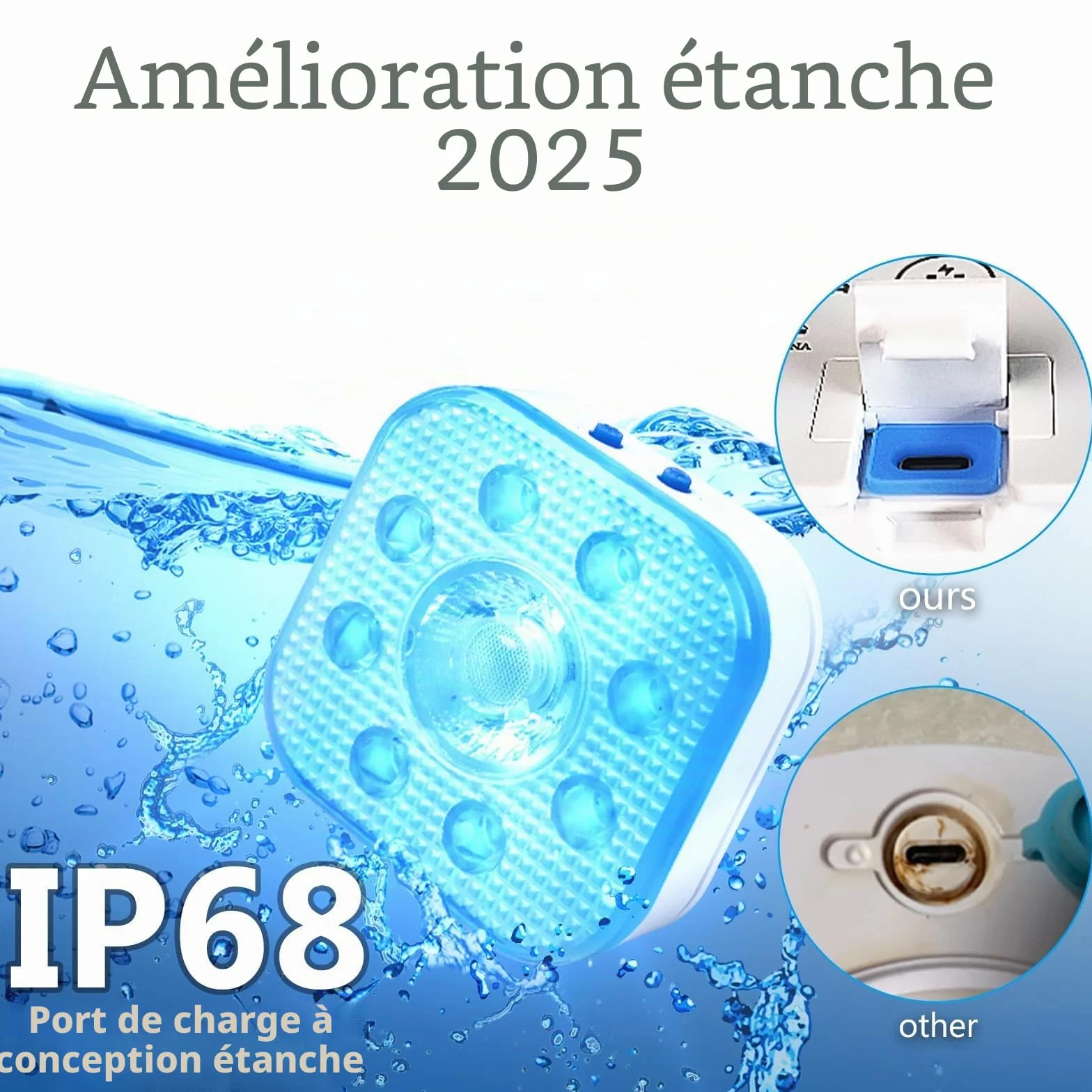 Lampes LED Submersibles Rechargeables IP68, Lot de 2, 16 Couleurs, Télécommande, Fixation Magnétique, HL Lumière