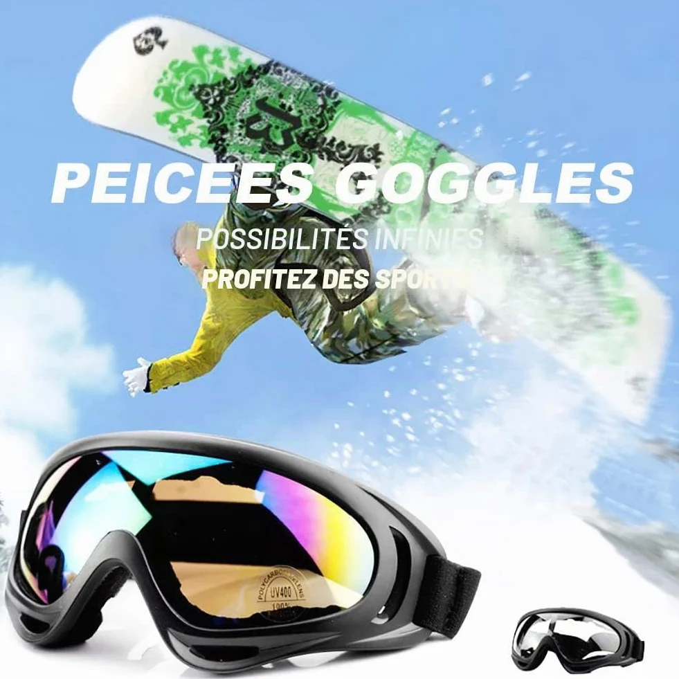 Lunettes de ski anti-UV anti-buée compatibles casque motocross snowboard