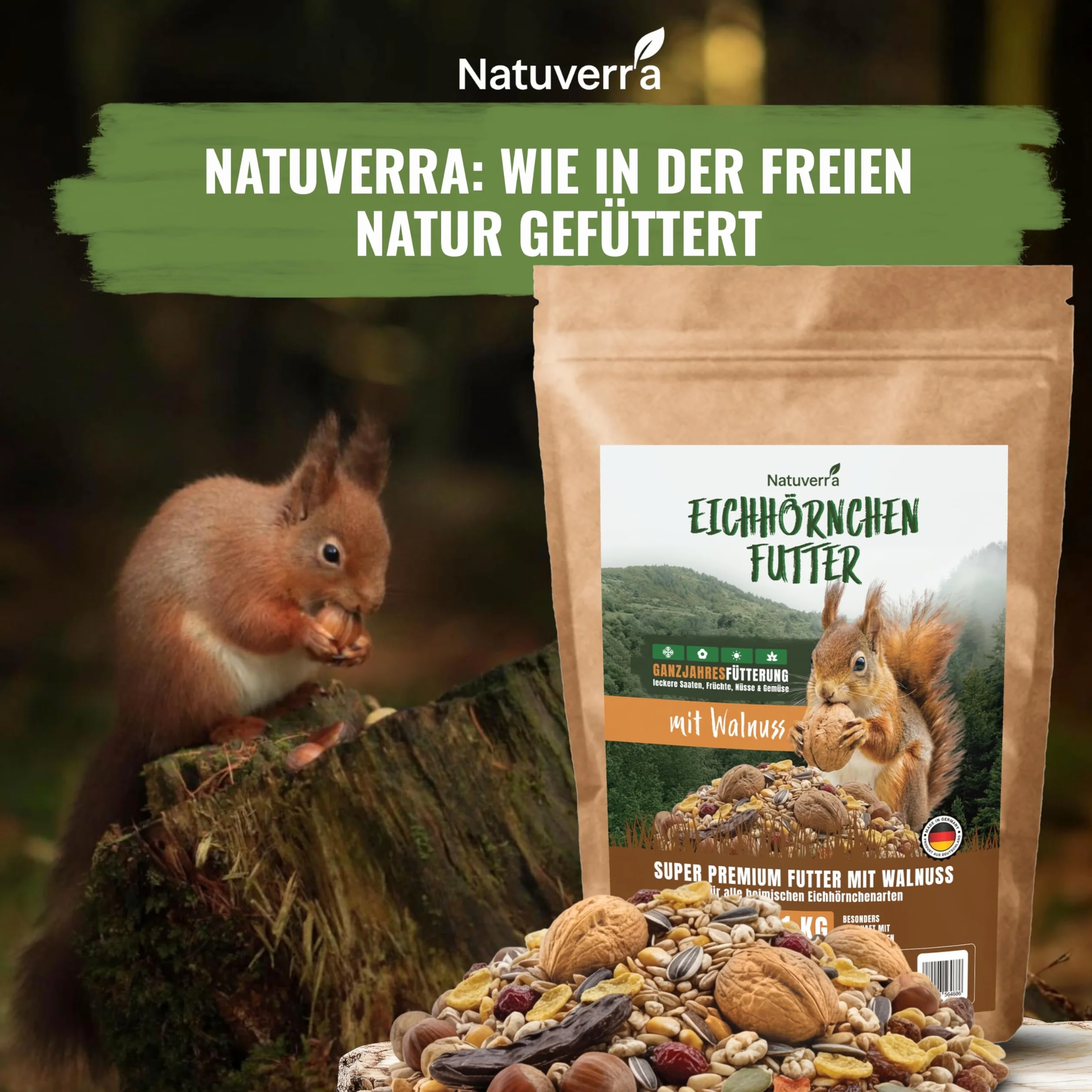 Nourriture pour écureuils et tamias 600 g avec noix