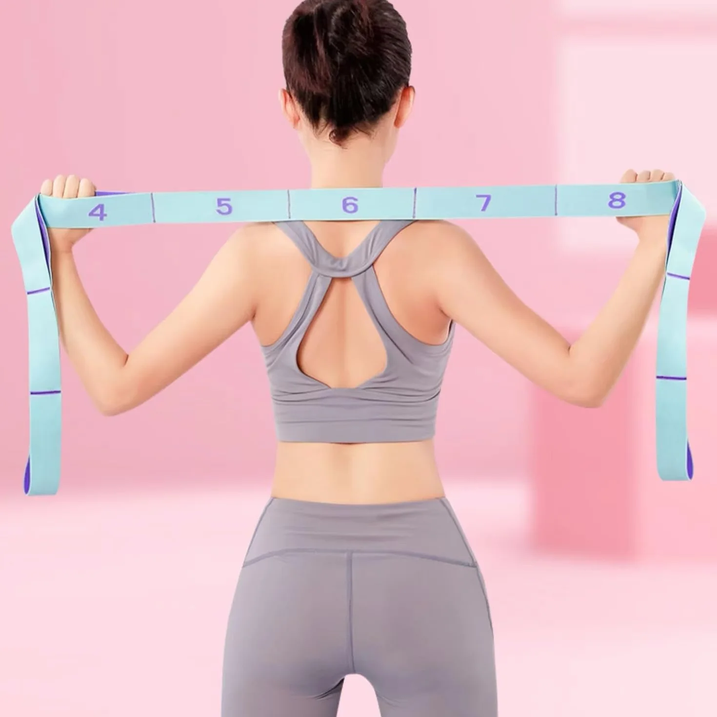 GIMIRO Ceinture de yoga élastique avec 8/9/10/11 boucles pour pilates, fascias, musculation, étirement du corps, ballet, danse, fitness