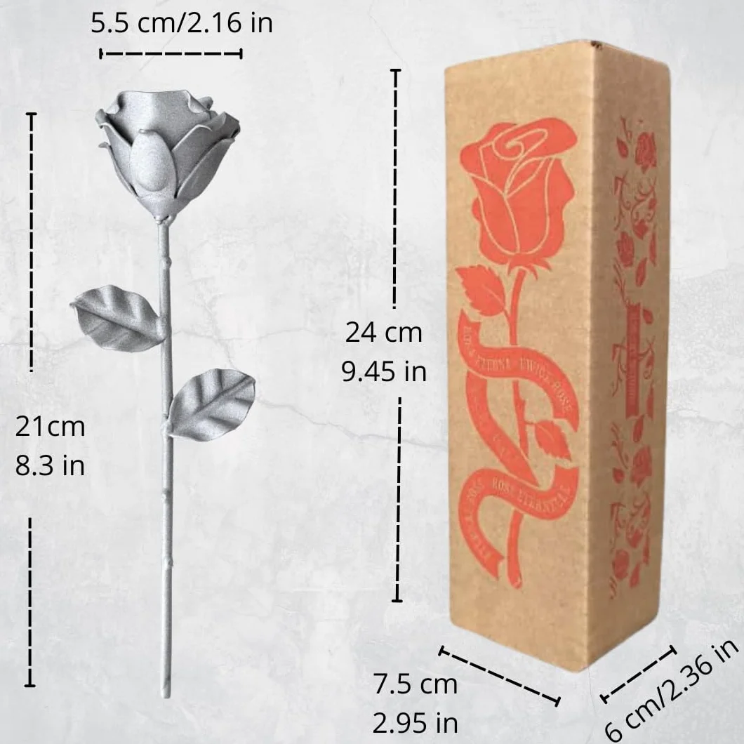 Rose Éternelle en Fer Forgée à la Main - Cadeau Saint-Valentin, Fête des Mères, Anniversaire