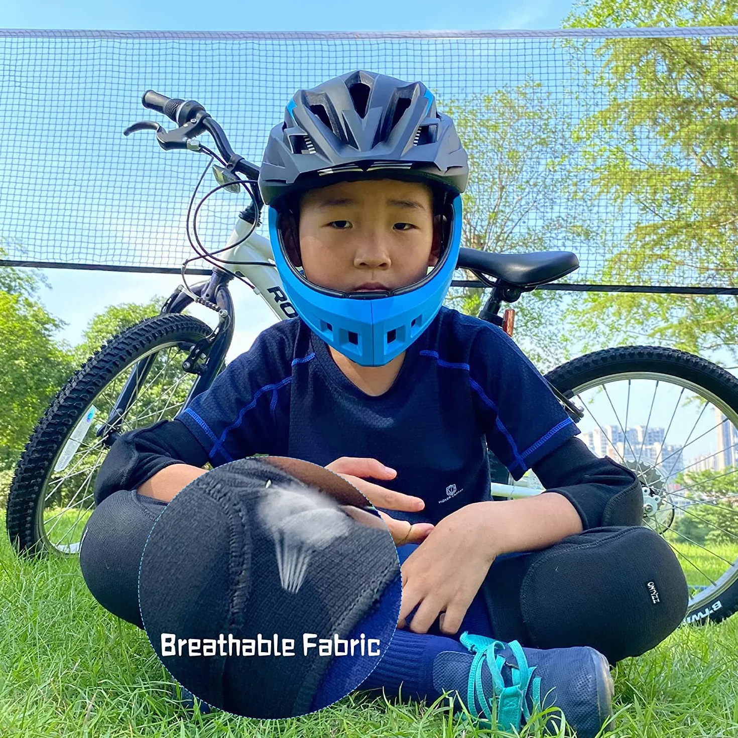 ONTYZZ Enfants Genouillère 1 Paire Genou Appui de Manchon de Compression Respirant Élastique Épaissir Éponge Genouillères pour Danse Arts Martiaux Volleyball