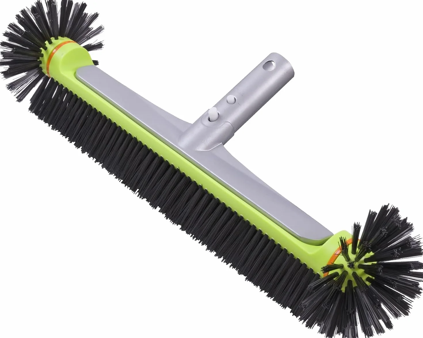 Brosse de piscine ronde robuste avec dos en aluminium renforcé et poils solides