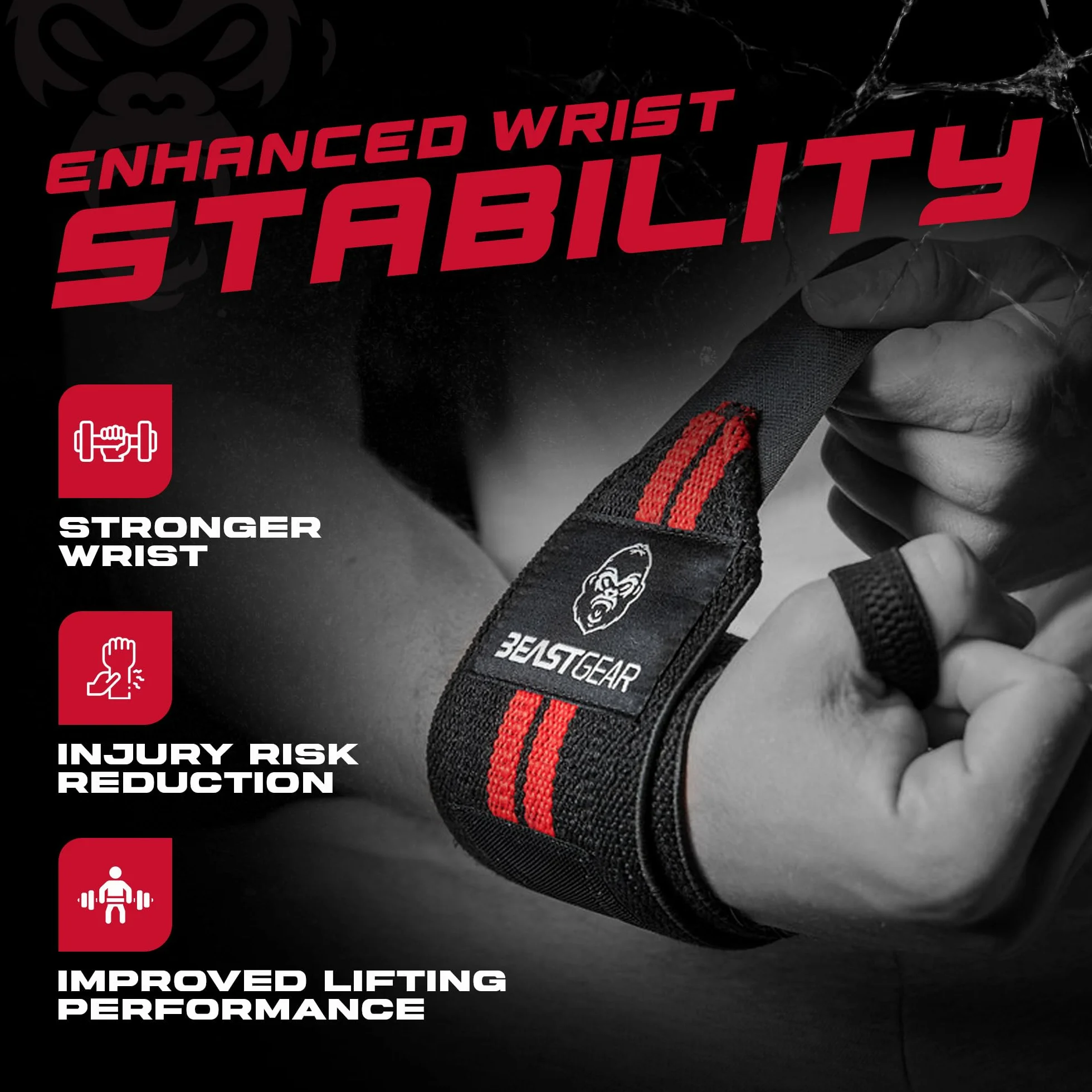 Beast Gear Sangle de maintien standard pour poignet Pour l'haltérophilie
