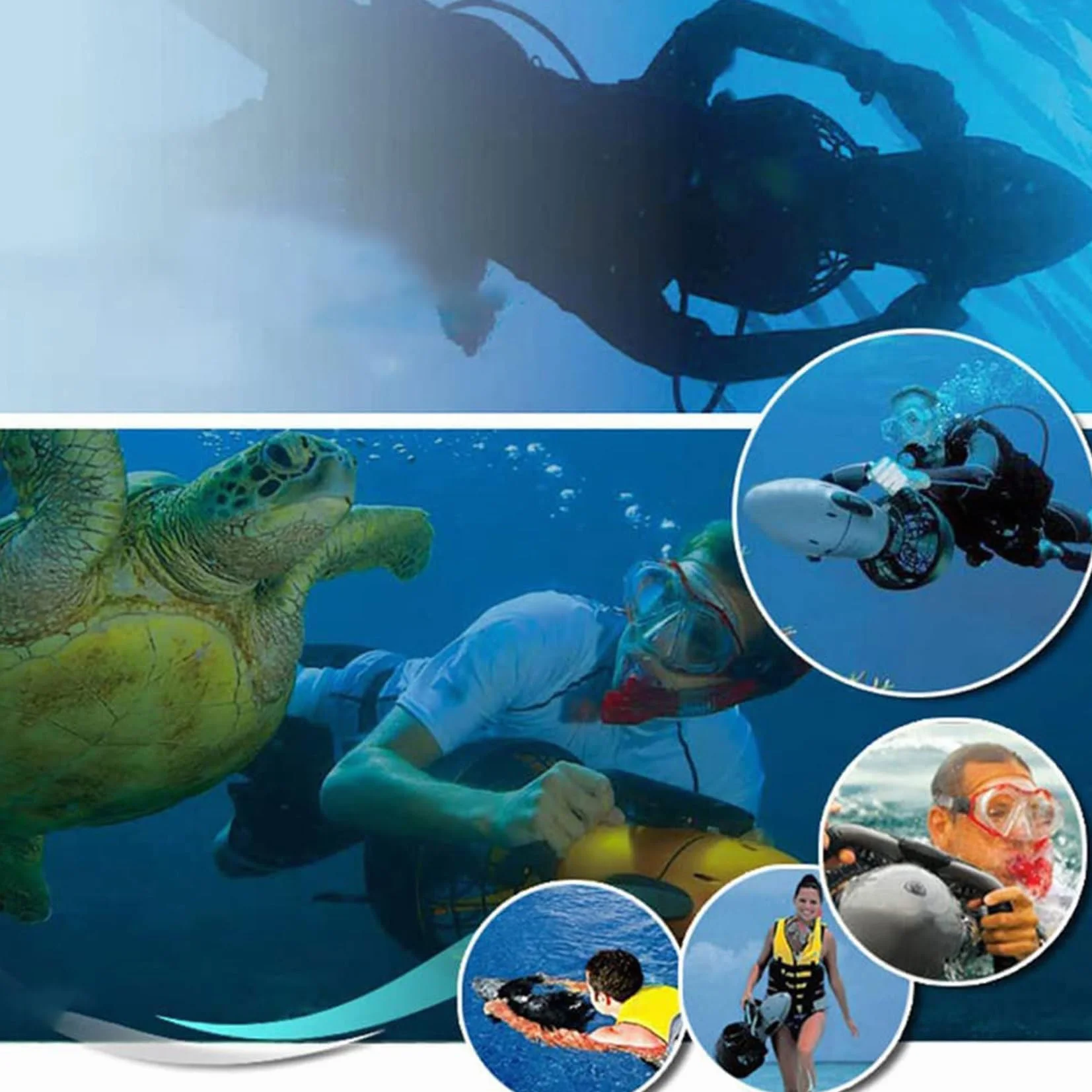 Scooter De Mer Sous-Marin 300 W/500 W, Boosters De Natation De Plongée Avec Batterie, Booster De Scooter Sous-Marin Pour Les Sports Nautiques, La Piscine, La Plongée, La Plongée En Apnée,500W