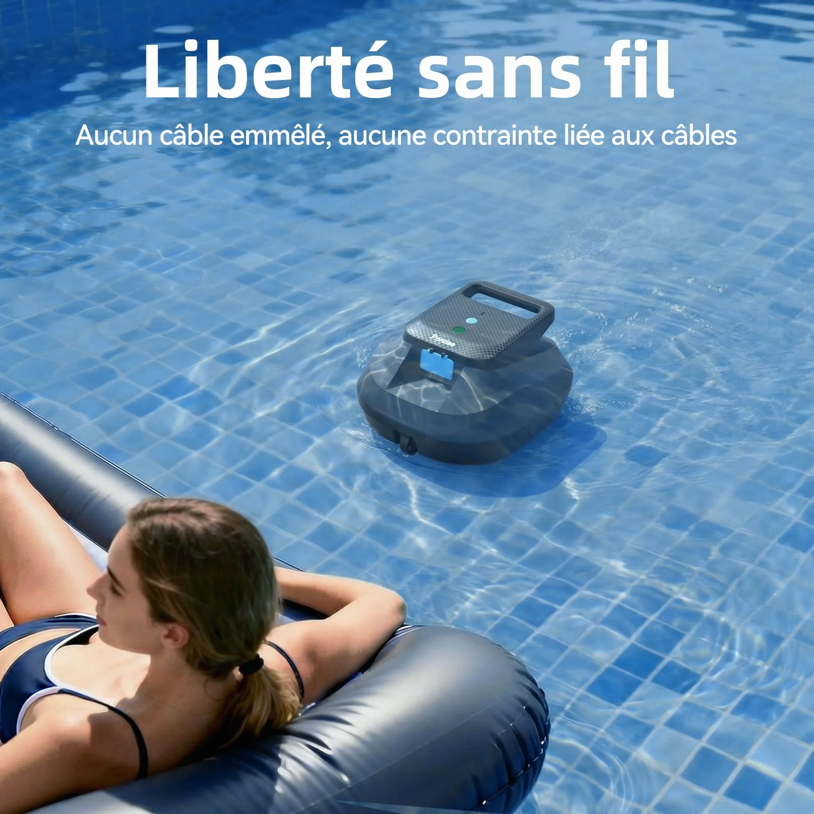 Pondee X2 Robot Piscine sans Fil 200 Min Autonomie Aspirateur Piscine Hors Sol 120 m²