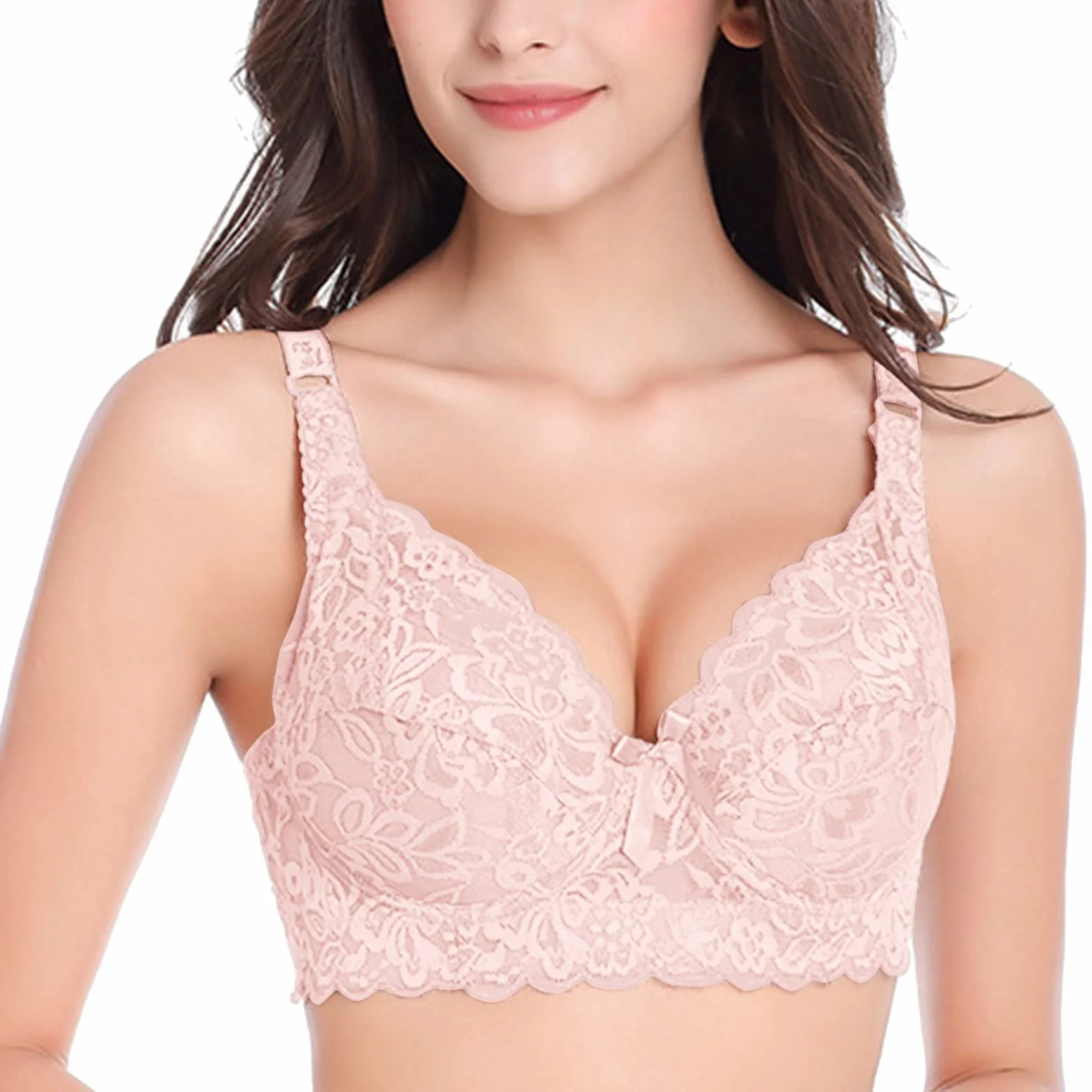 Soutiens-Gorge Femme Dentelle sans Armature Sexy en Dentelle Froncée avec Bretelles Brassière Sport