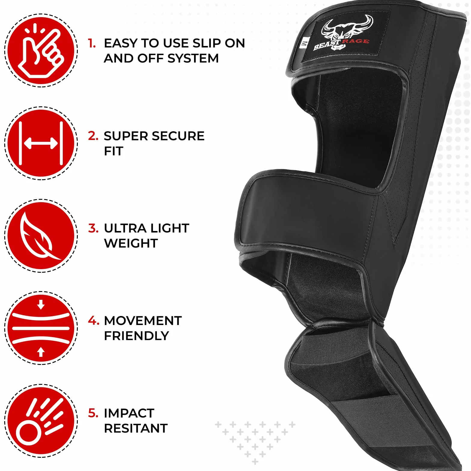 BEAST RAGE Protège-Tibias pour Kickboxing, Muay Thai, Arts Martiaux, MMA avec Protection du Cou-de-Pied, équipement d'entraînement MMA, équipement d'entraînement Sparring, BJJ, karaté