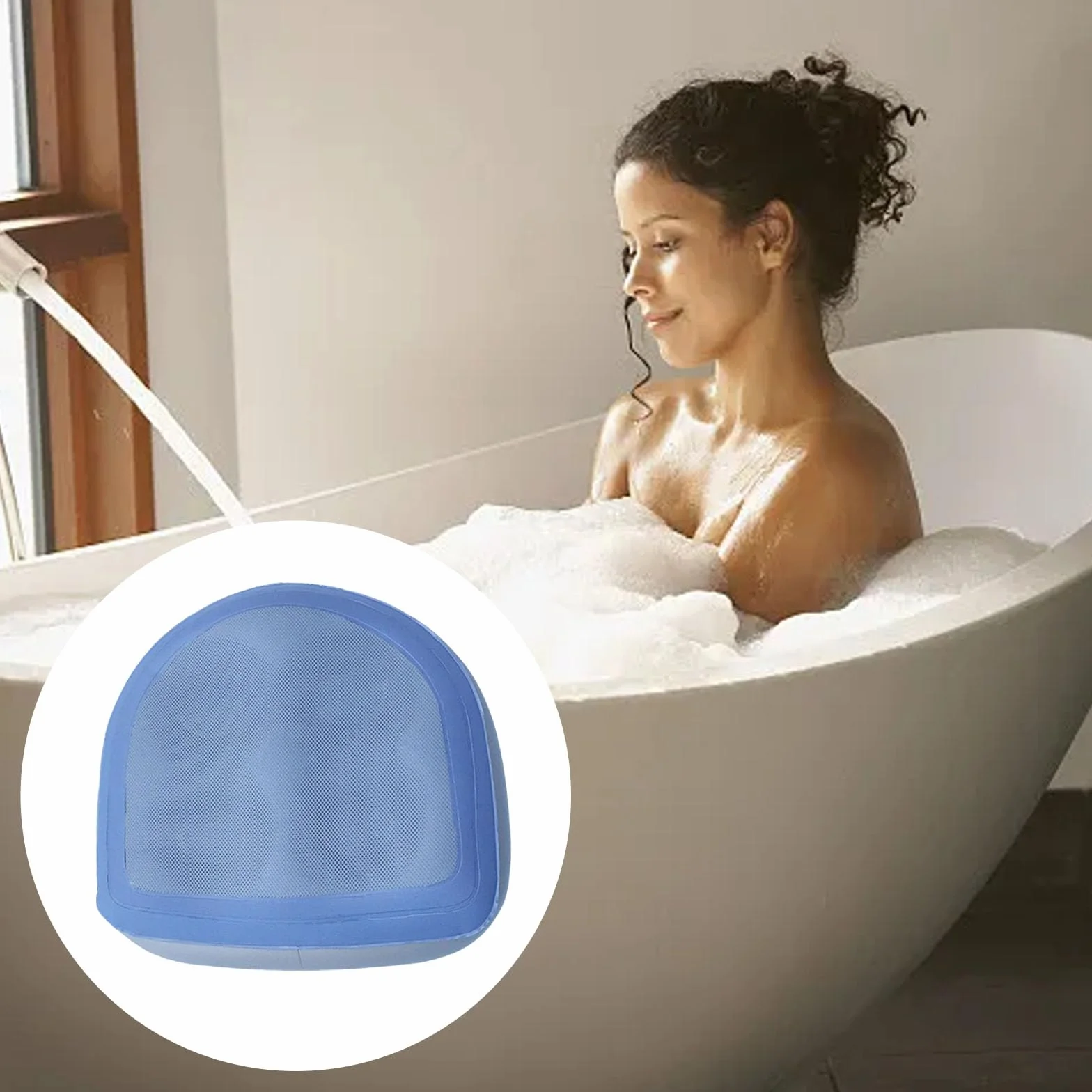 Rehausseur de Hauteur Gonflable avec Ventouses, Support de Spa, Matelas en Maille pour Baignoires