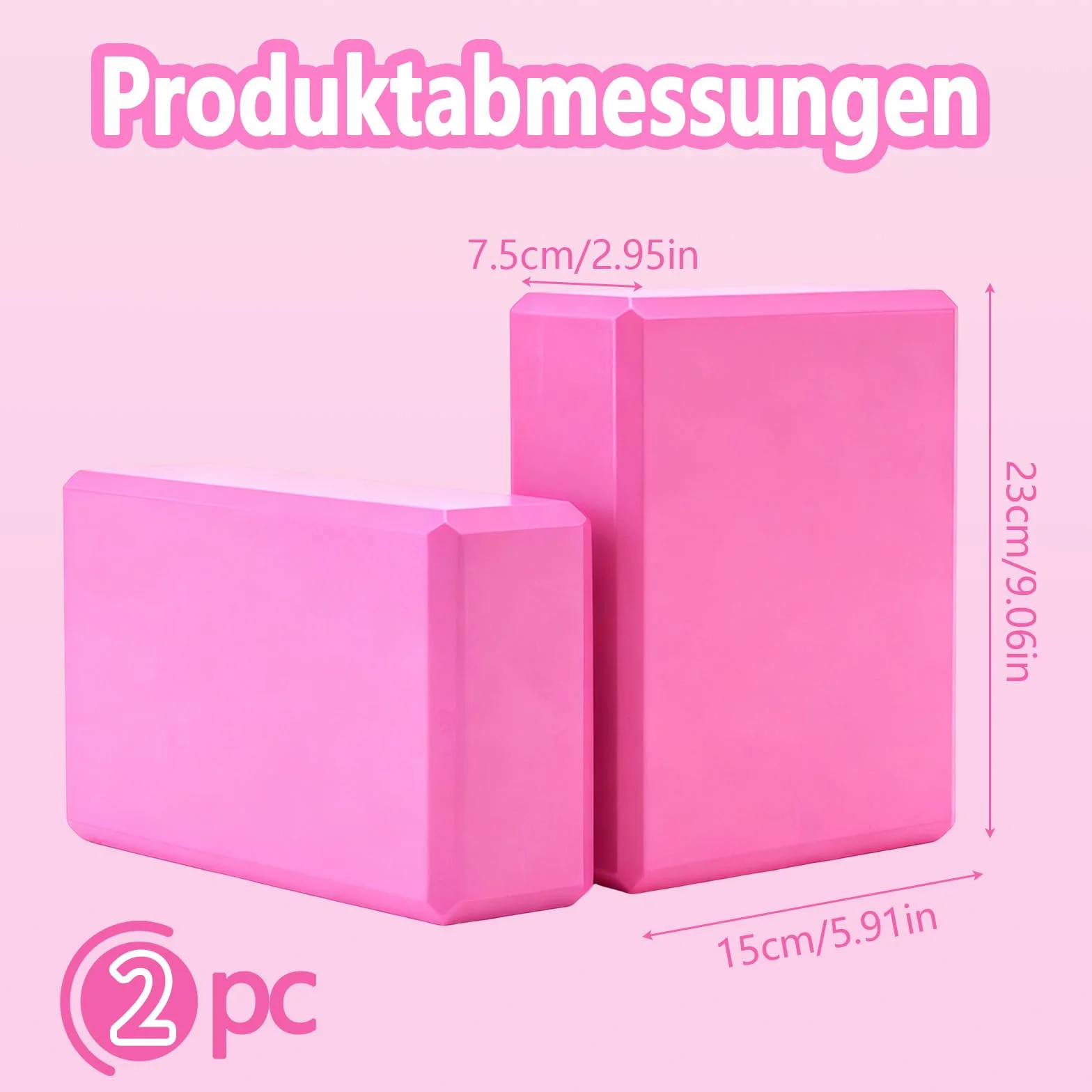 Ensemble de 2 Briques Yoga – Mousse Haute Densité Antidérapante, Accessoire Parfait pour Pilates, Danse et Équilibre Gymnique (Rouge)