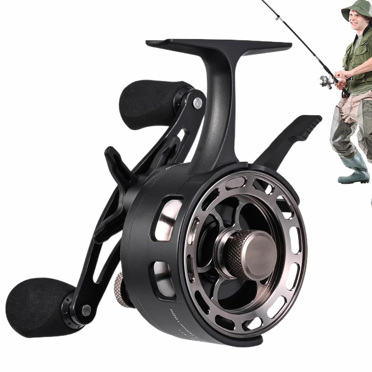 Moulinet de pêche sur glace, grand diamètre de bobine en métal, 3+1 BB