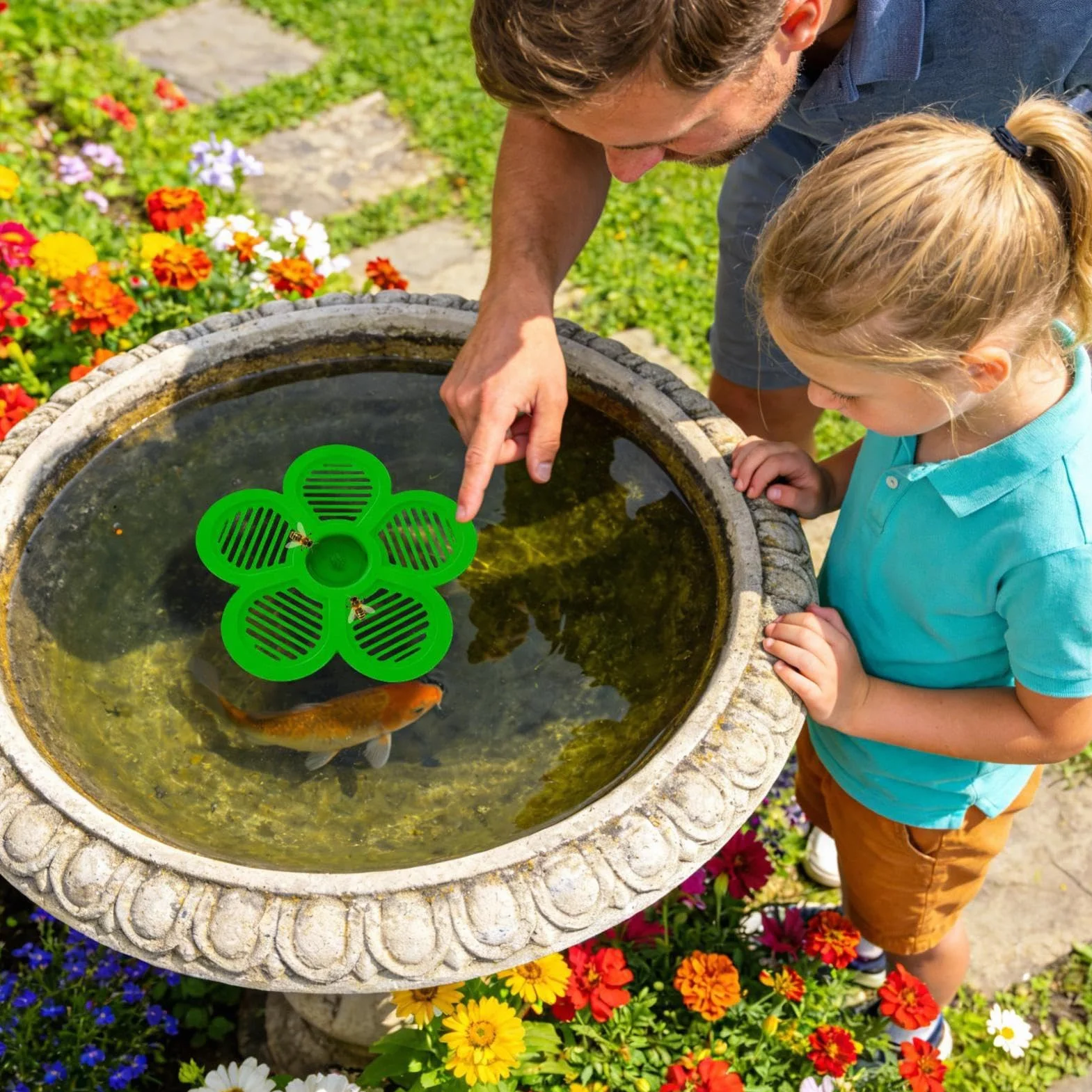 Île flottante Delle 19,5 cm pour papillons jardin étang piscine
