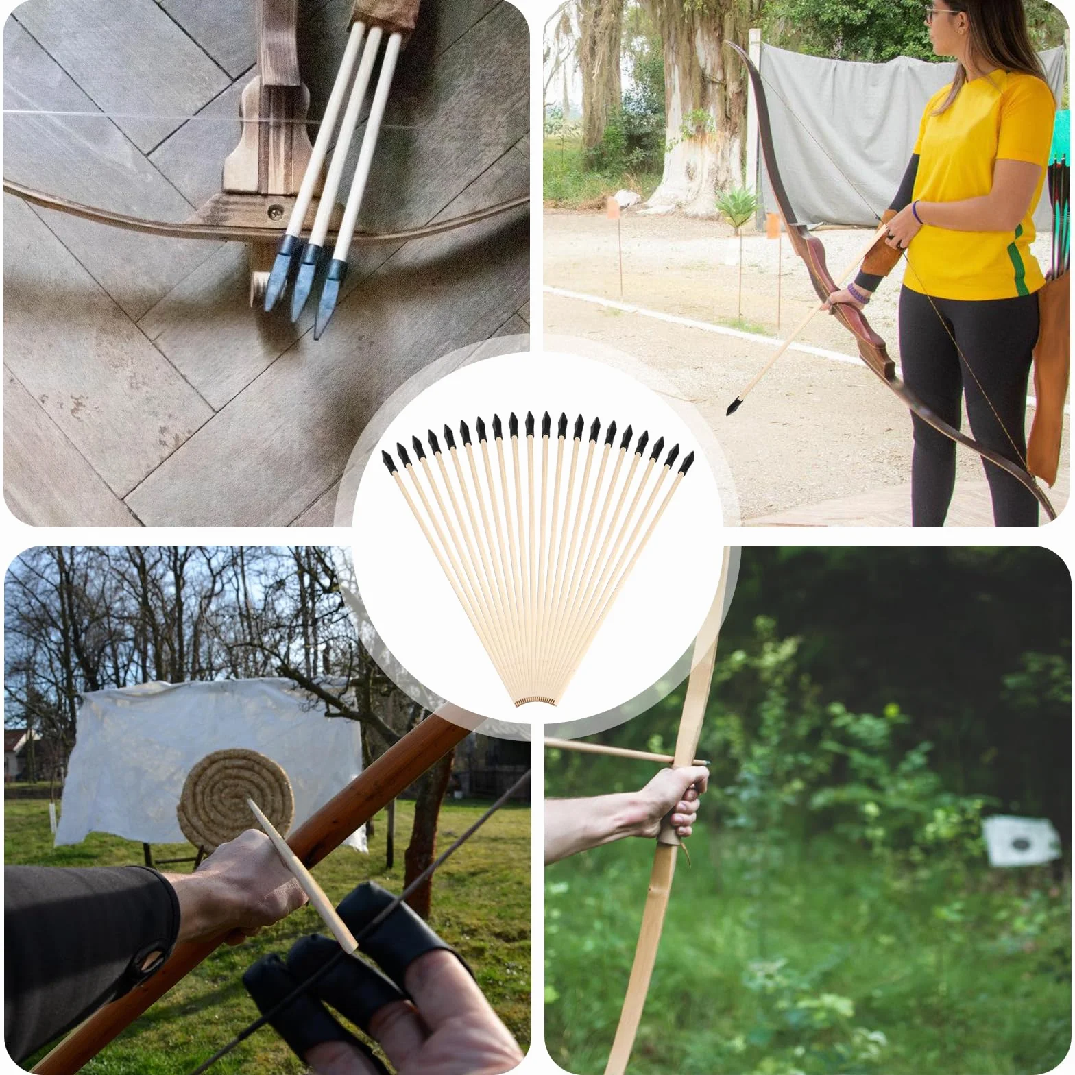 Flèches de rechange 43 cm bambou pointe caoutchouc tir à l'arc débutants
