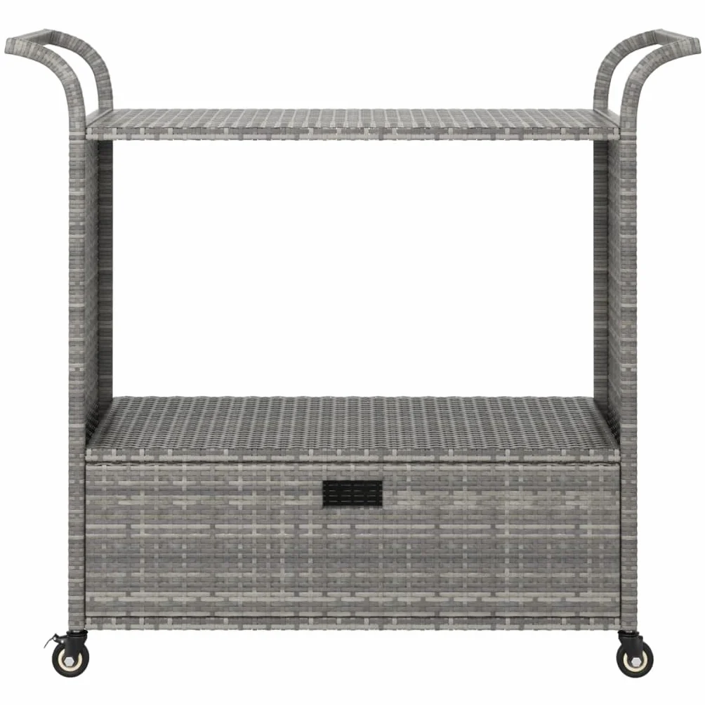 Chariot de Bar Résine tressée Gris 100x45x97 cm avec tiroir