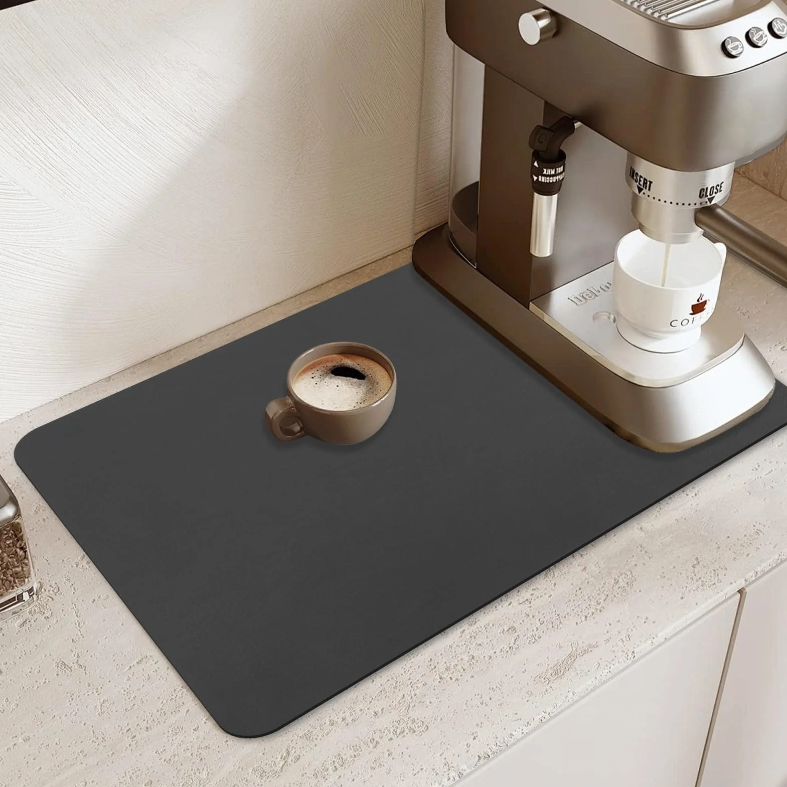 Tapis pour Machine à Café Dos en Caoutchouc Absorbant de Séchage pour Vaisselle