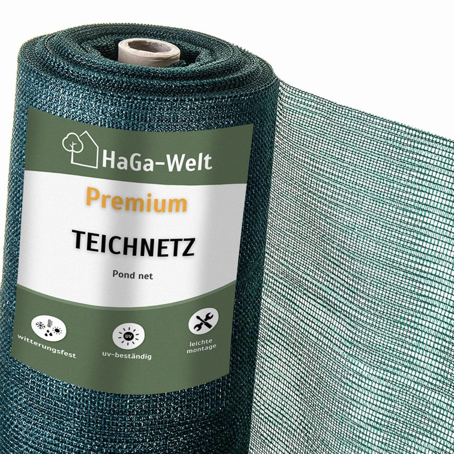 HaGa Premium Filet pour étang et piscine – 2,6 m x 5 m vert foncé – Filet de protection résistant aux UV à mailles fines