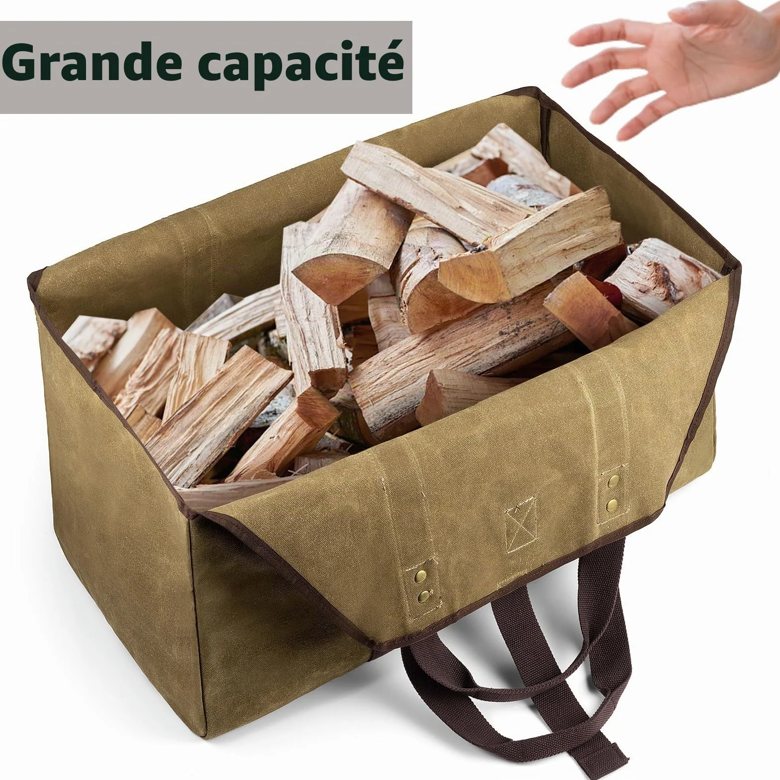 BONTHEE Porte-bûches Extra-Large Support de Bois de Chauffage en Toile imperméable avec bandoulière