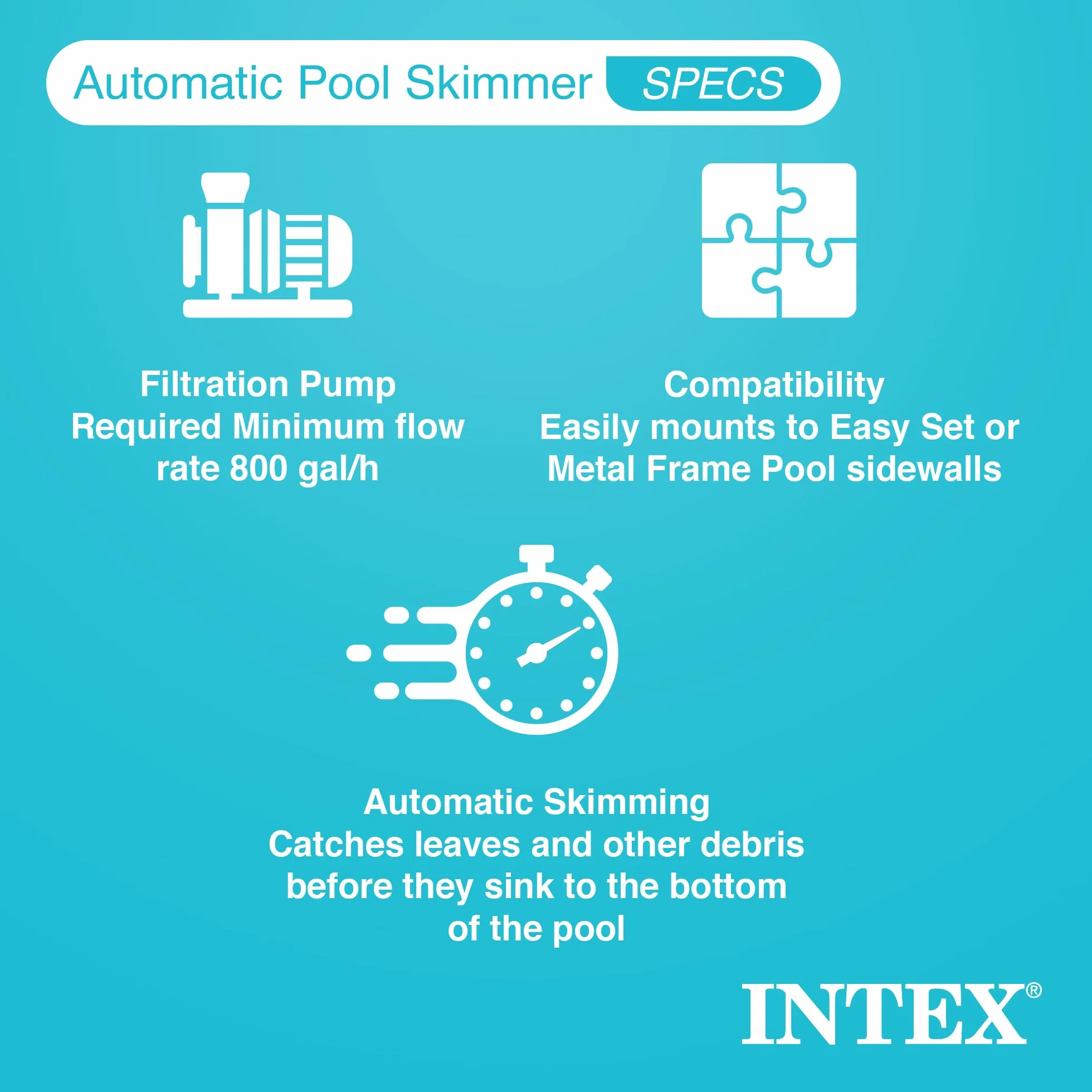 Intex Skimmer de Surface Deluxe pour piscine autostable ou tubulaire