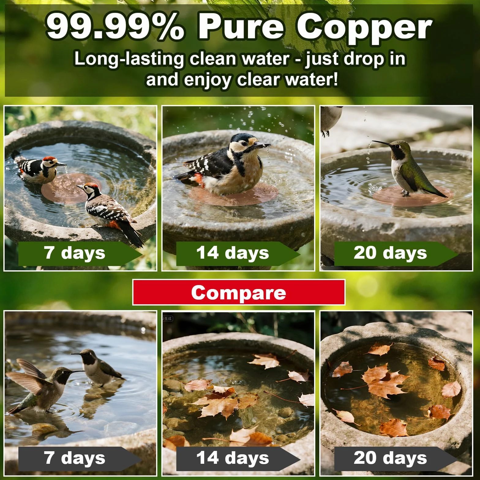 Lyreh Disque en Cuivre Bain d'oiseaux 10cm Support Triple Point Purification