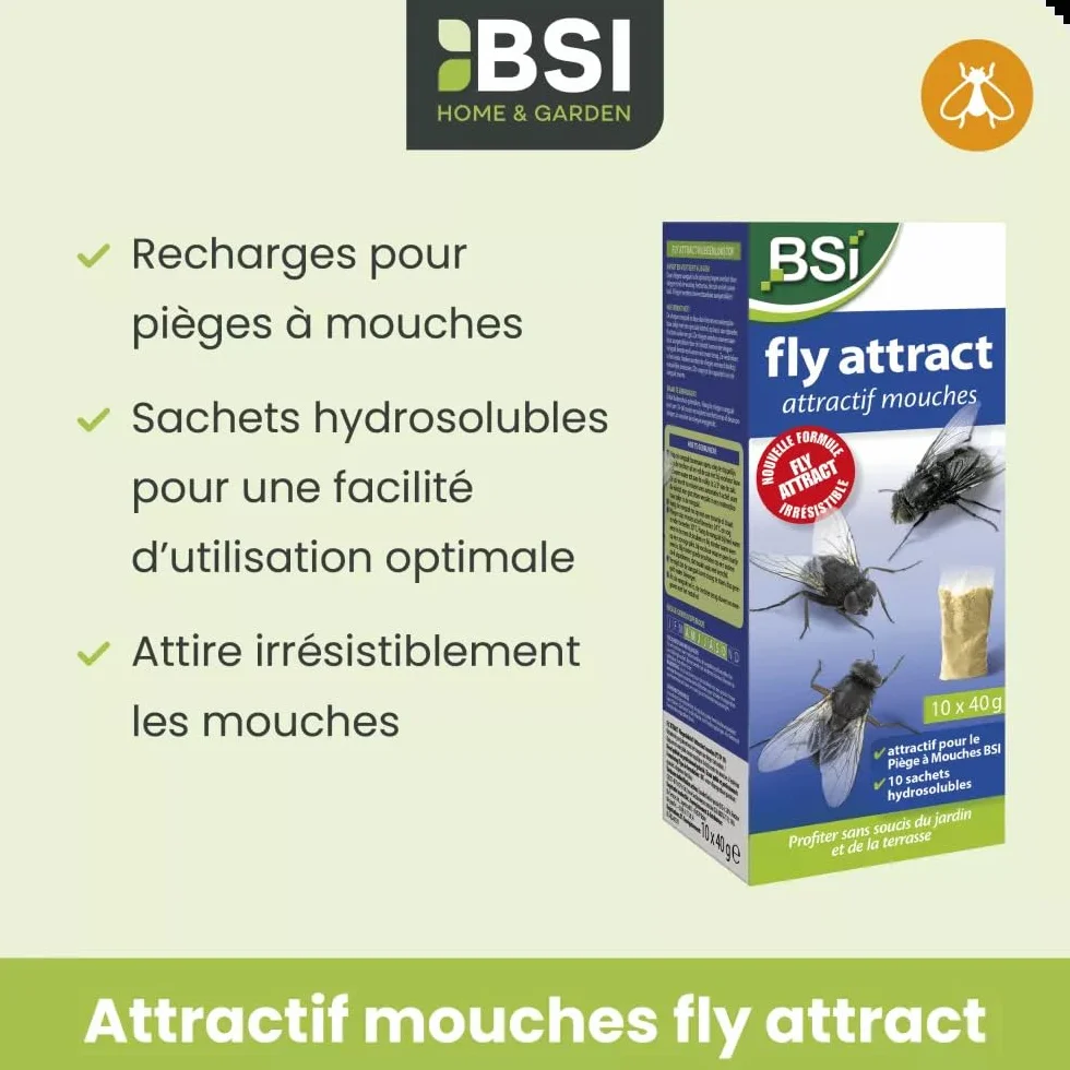BSI Attractifs Mouches Naturel 10 Recharges 40g Piège Insectes
