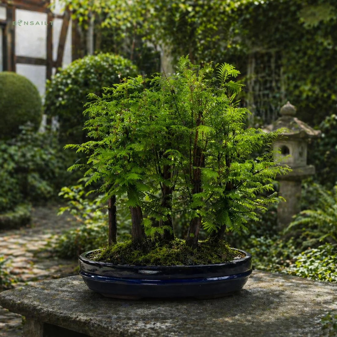 Forêt Métaséquoia Bonsaï 29 cm Arbre préhistorique vivant d'intérieur/extérieur Plante décorative