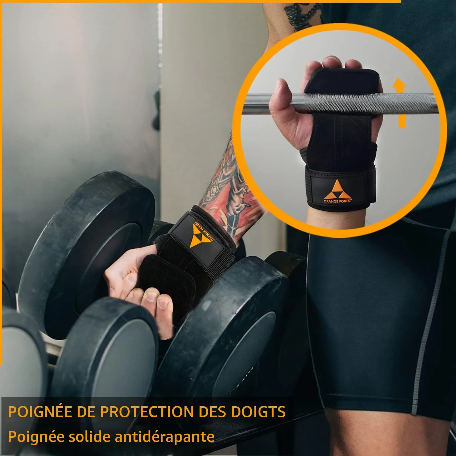 Sangles de poignet d'haltérophilie en cuir double couche avec rembourrage néoprène pour soulevé de terre et traction
