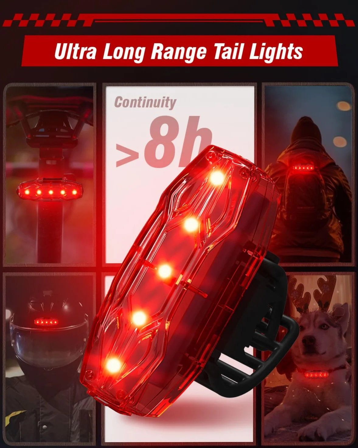 POSUGEAR Lumiere Velo, Lampe Velo Avant et Arriere USB Rechargeable, Ultralégère en Aluminium Eclairage Velo LED Puissantes, IPX5 Phare Velo et Feu Arriere Velo Accessoires pour VTT, VTC, Route