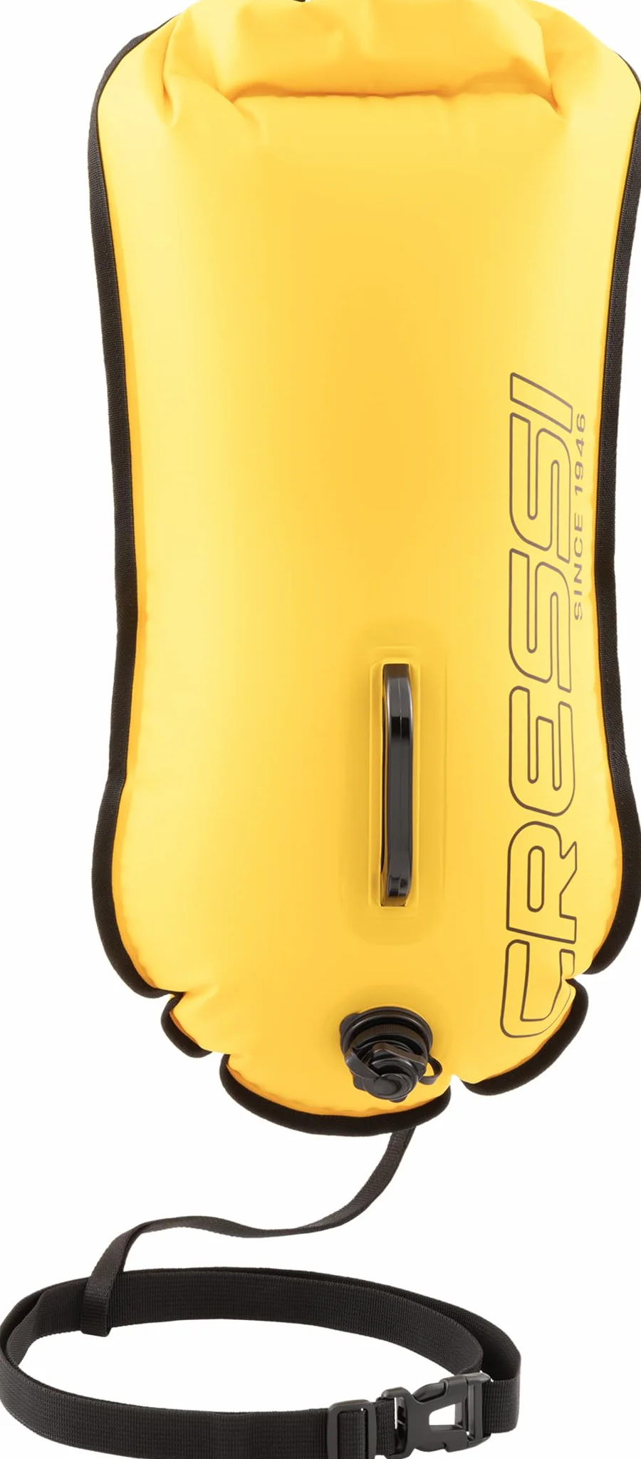 Cressi Glide Pro Swim Buoy 28L Yellow - Bouée Jaune de Signalisation, Gonflable, Haute Visibilité et Pratique, pour Les Nageurs, Plongeurs et Triathlètes Lors d'Activités en Mer ou en Eaux Libres