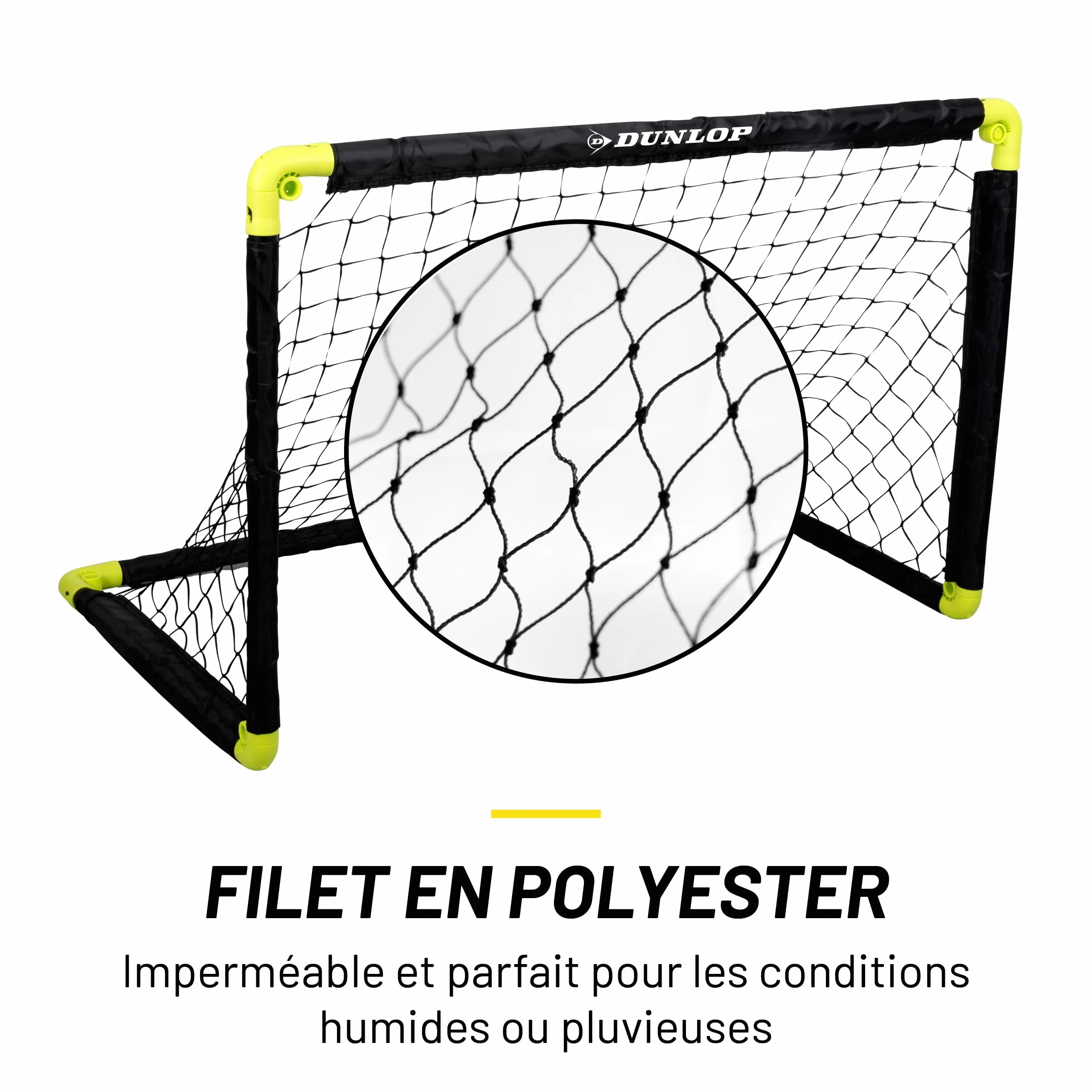 Dunlop Cage de Foot - But de Foot Enfant - Mini But Pliable et Montage Rapide - Kit Entrainement Football pour Enfants et Adultes - Cage Foot Exterieur et Interieur - Noir/Jaune