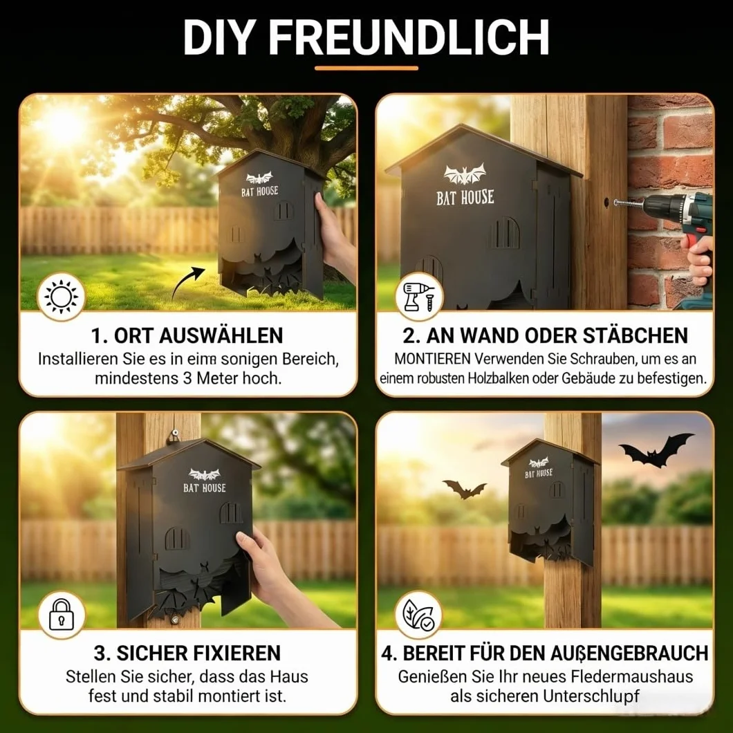 Nichoir Chauve Souris en Bois 3 Chambres, Kit DIY Résistant aux Intempéries pour Jardin