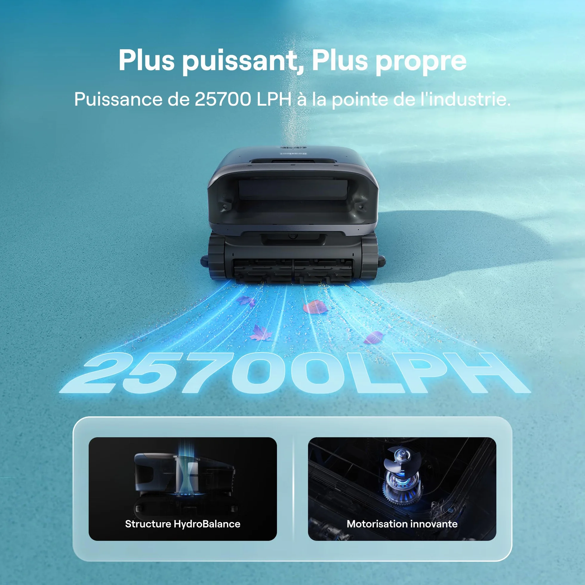 Beatbot Sora 70 Robot Piscine sans Fil, Nettoyeur 4-en-1, Filtre XXL Spécial Feuilles, Autonomie 5H, Bleu