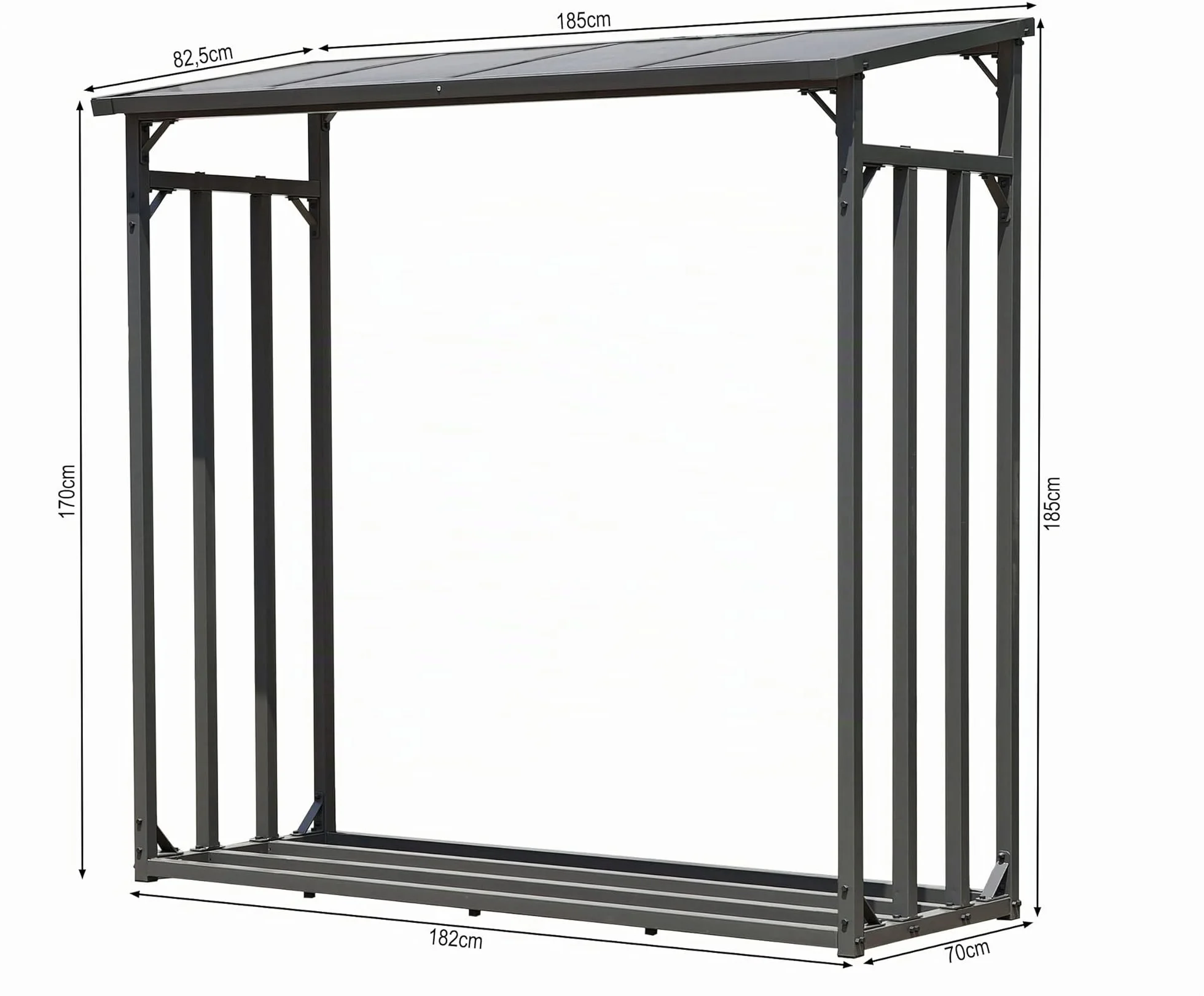 Étagère en métal pour Bois de cheminée Anthracite 185 x 70 x 185 cm 2,3 m3