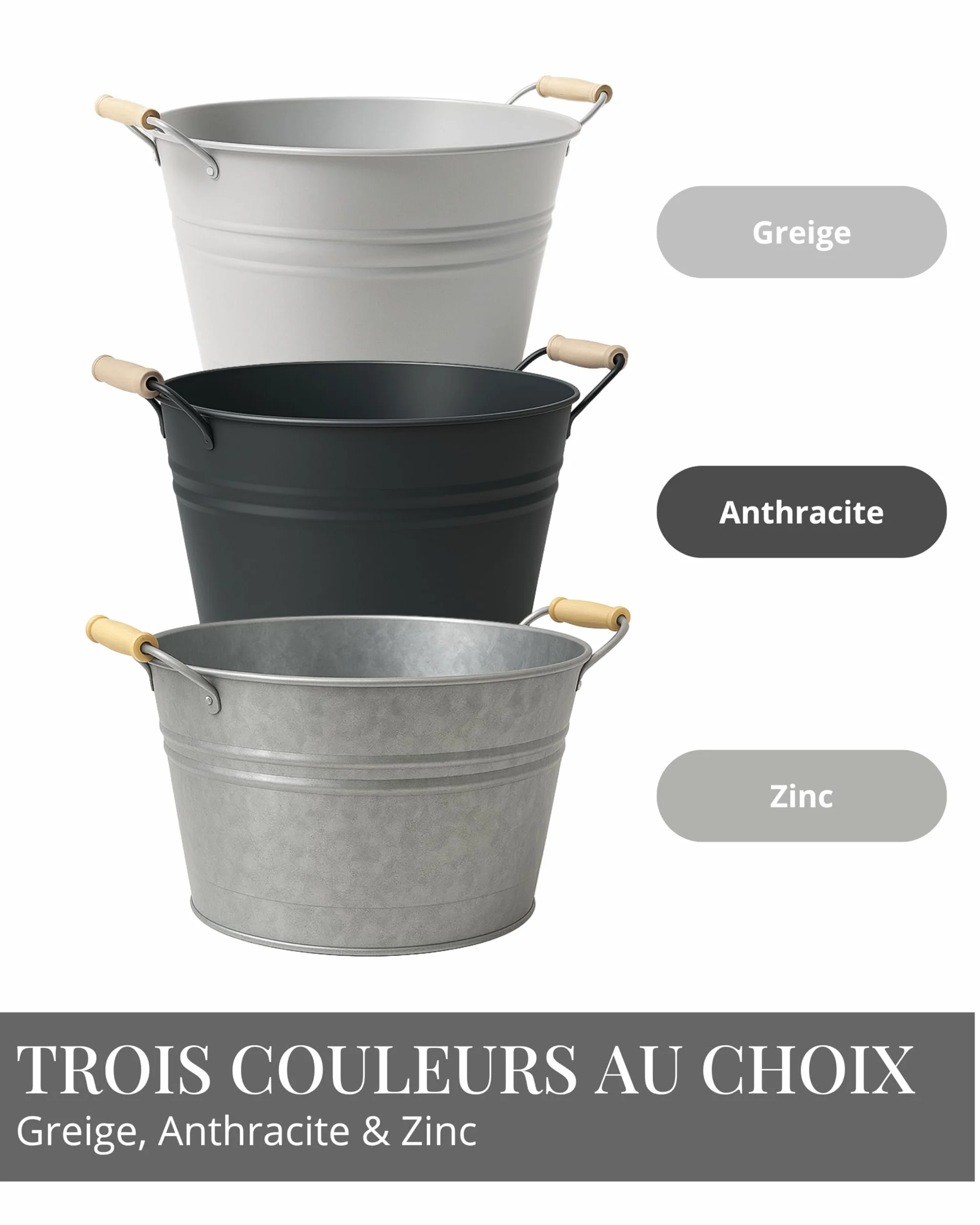 LIVLIG Baignoire en zinc 40 cm 30 l Argenté Jardin
