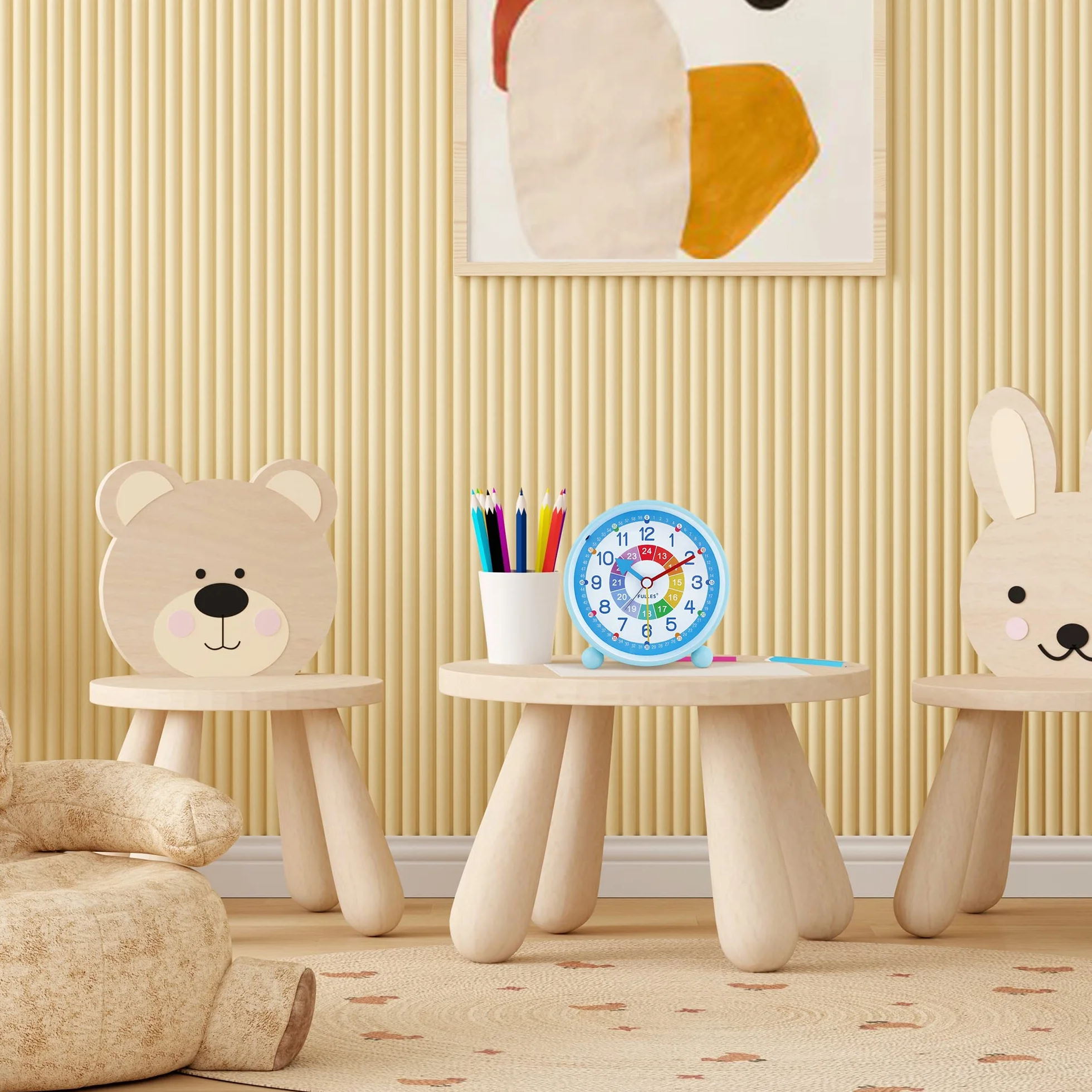 Lafocuse Reveil Enfant Silencieuse Métal Bleu Lumière de Nuit Facile à Lire Horloge de Table 10.5cm